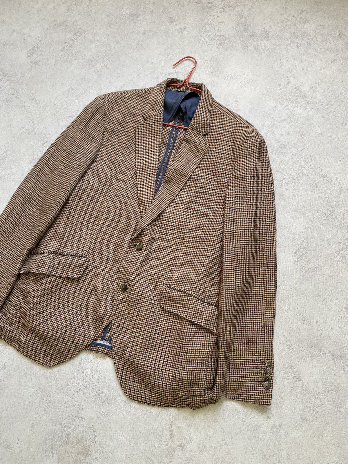 Hackett Hacket London Robert Noble Red/Blue Check Silk/Linen Blazer Size 44R - 2 Thumbnail