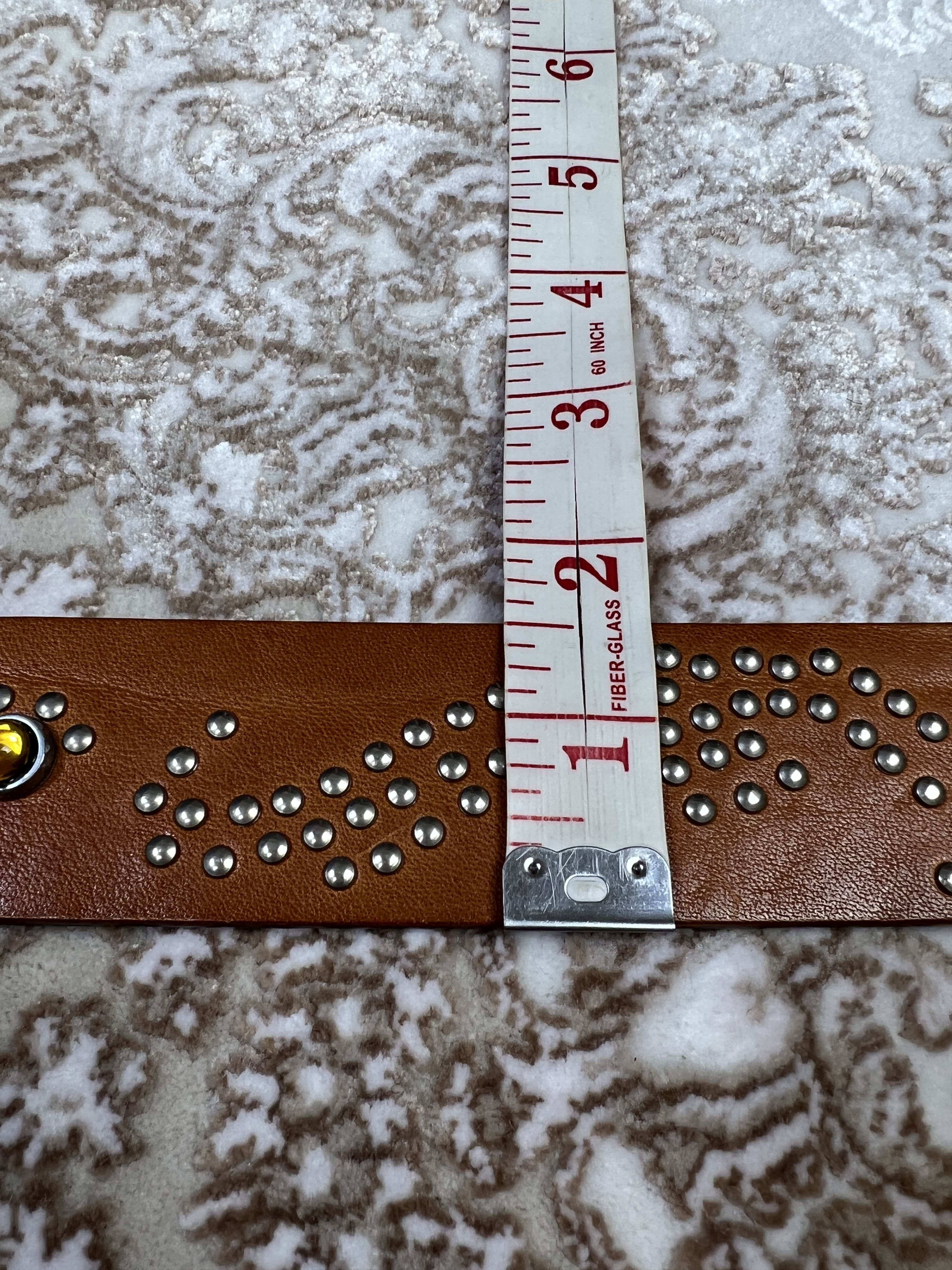 Vintage Vintage Fabrizio Mancini Rhinestones Leather Belt Italy Size ONE SIZE - 17 Thumbnail
