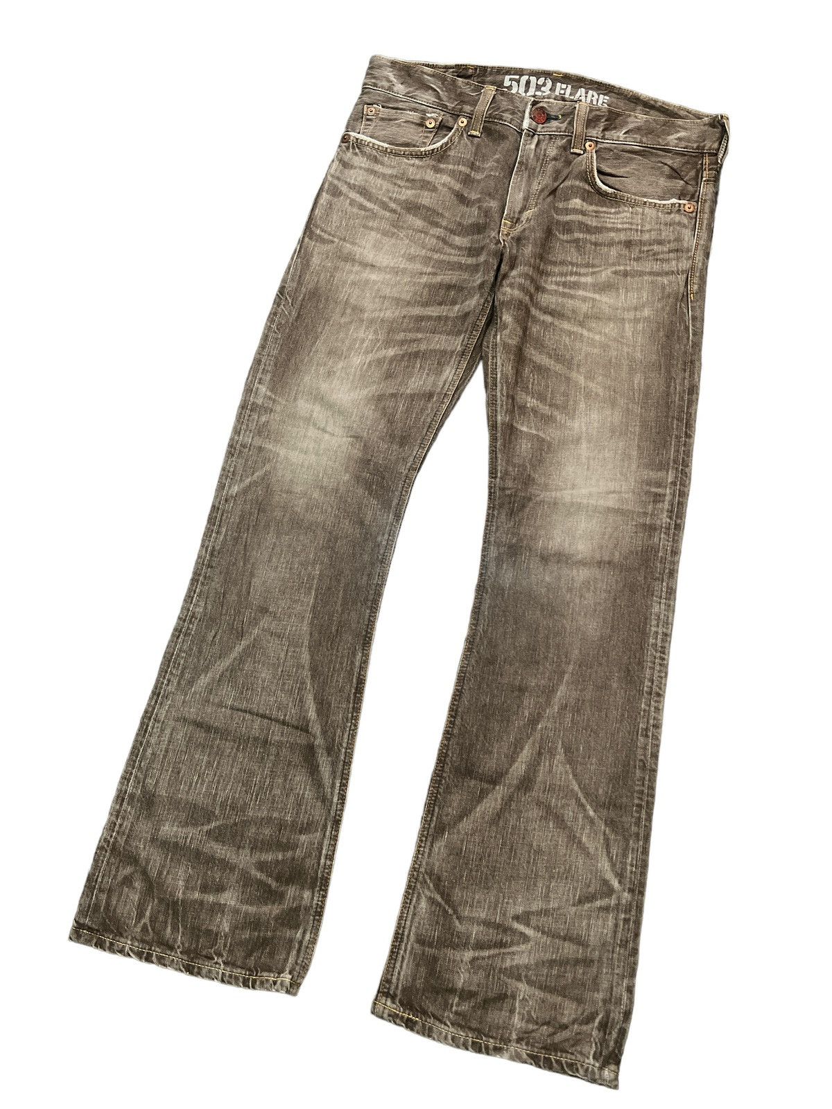 Japanese Brand × Vintage FLARED🔥EDWIN 503 BROWN FADED DISTRESSED DENIM PANT Size US 33 - 5 Thumbnail