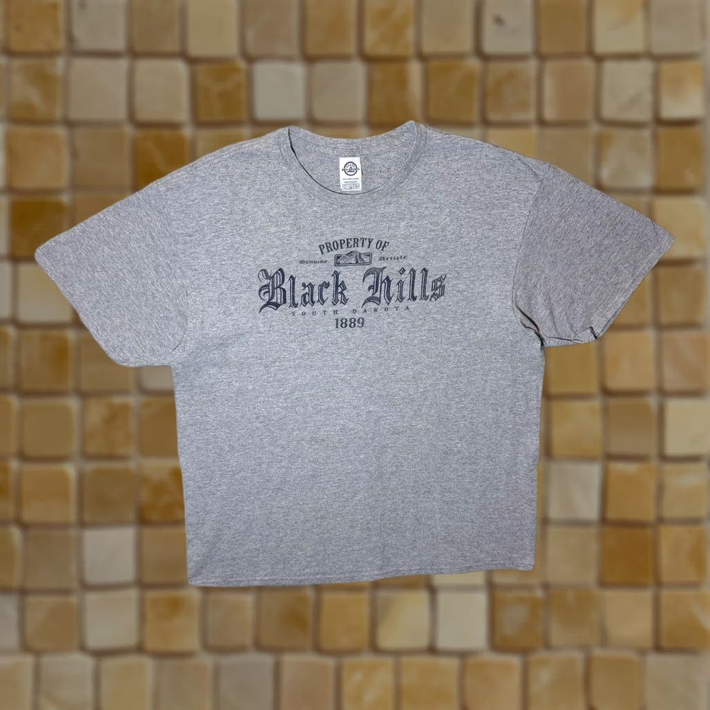 Delta Delta Property Of Black Hills USA Tourist Spellout Graphic Grey T-Shirt XL Men Clothing Short Sleeve Round Neck Cotton USA Tourist Graphic Size US XL / EU 56 / 4 - 1 Thumbnail