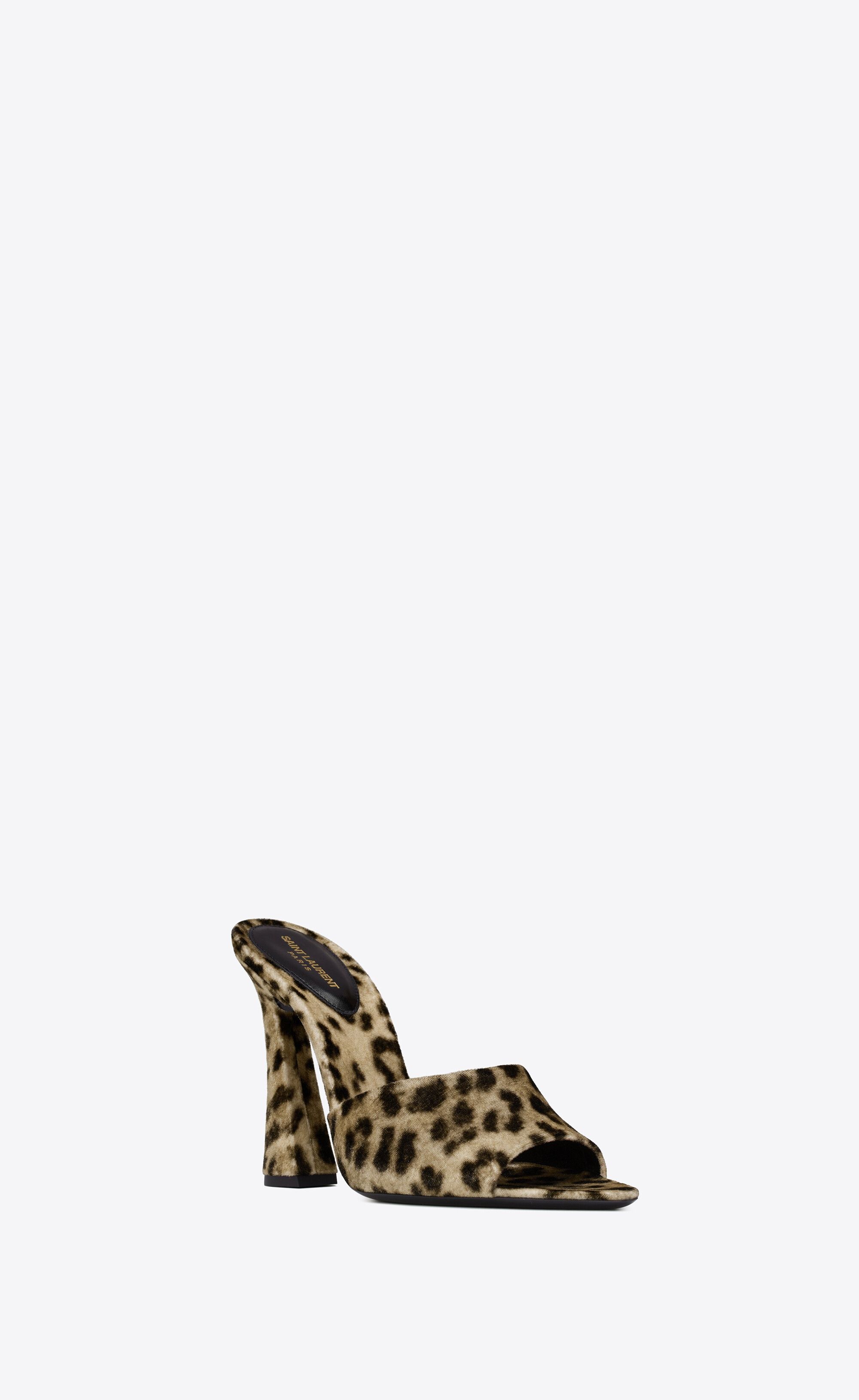 Saint Laurent Paris o1s1wg111224 Suite Heeled Mules in Leopard Velvet in Leopard Size US 7 / IT 37 - 3 Thumbnail