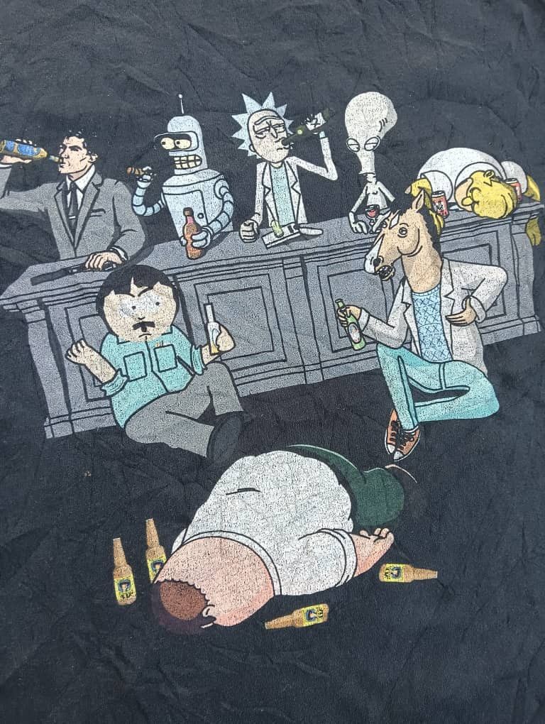Vintage Vintage Y2K drinking buddies cartoon characters tshirts Size US XL / EU 56 / 4 - 6 Thumbnail