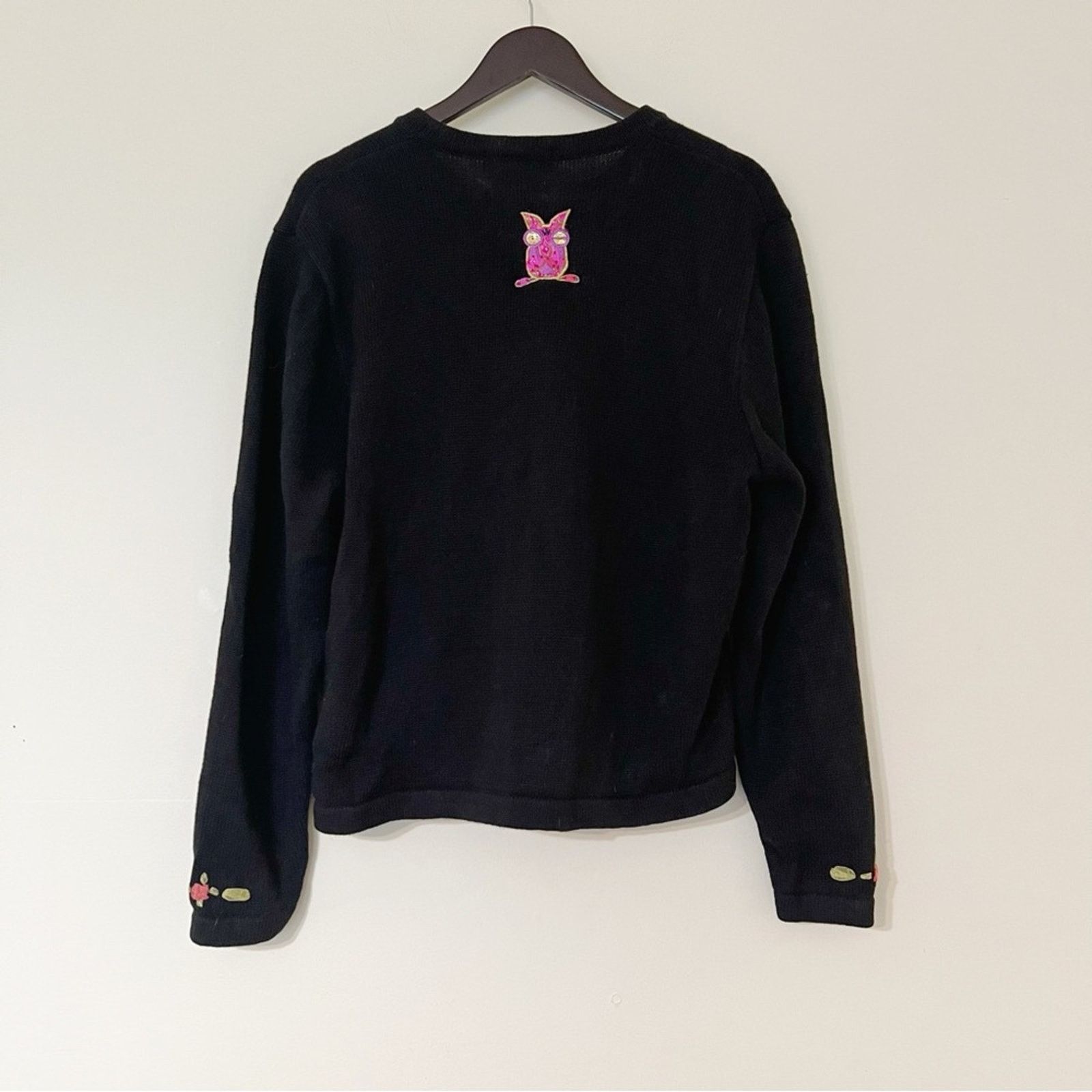 Vintage Jack B. Quick Y2k Beaded Owl Embroidered Knit Cardigan Size XL / US 12-14 / IT 48-50 - 7 Thumbnail
