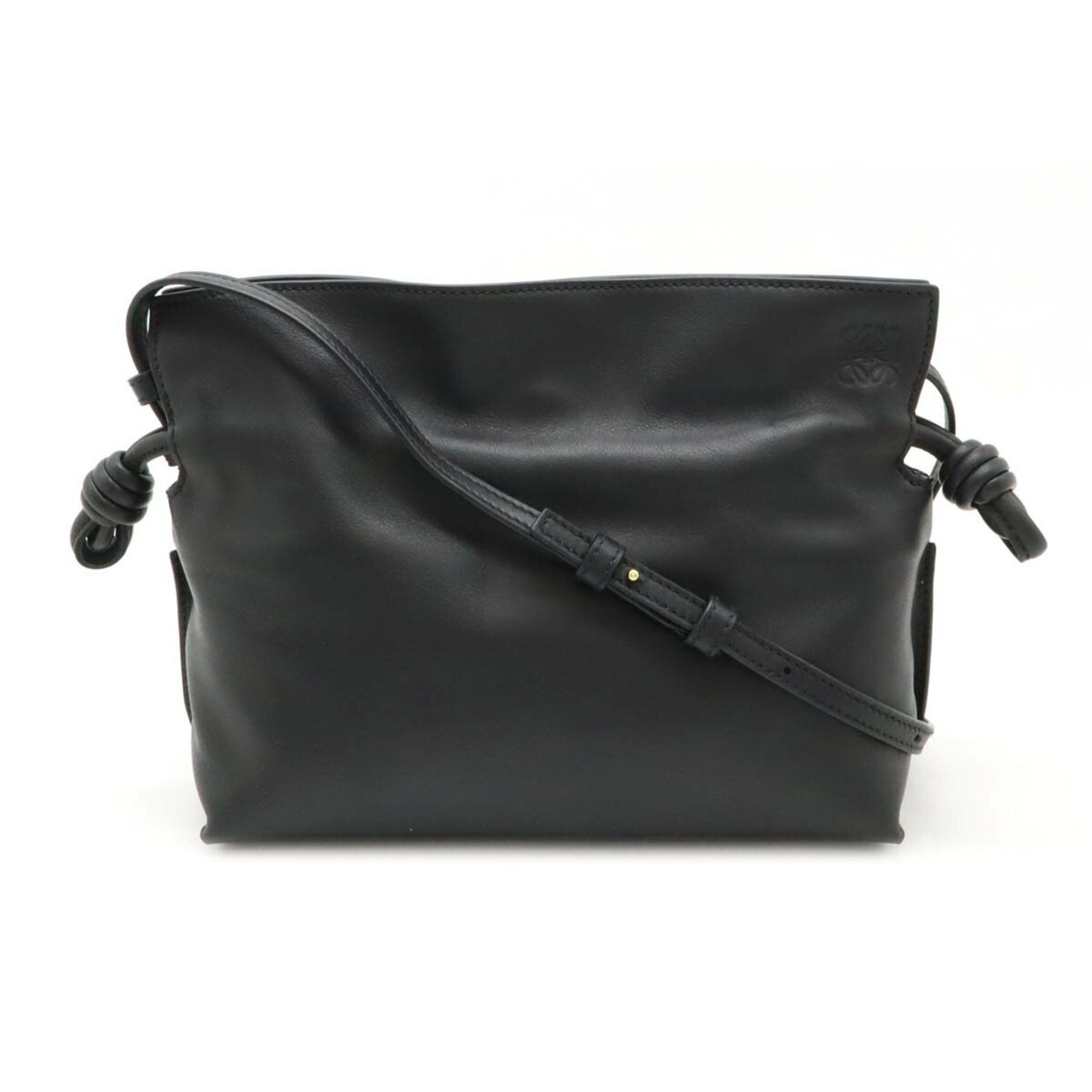 Loewe Flamenco Clutch Mini Shoulder Bag Pochette Nappa Calf Leather Black, Women's