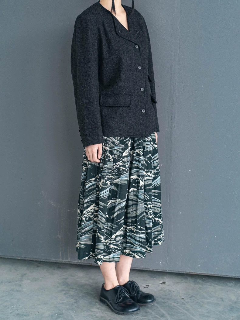 Kenzo KENZO Shouta ukiyo-e sea wave pleated skirt vintage Size 24" / US 00 / IT 34 - 7 Thumbnail