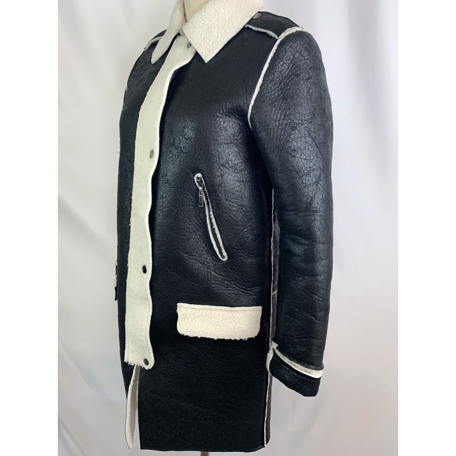 Vintage VINTAGE Florencia Coat Zip Florencia Black Faux Suede Faux Sherpa Jacket Women Small 18" Chest 35" Shoulder to Hem 21" Sleeve Mens? Size S / US 4 / IT 40 - 6 Thumbnail
