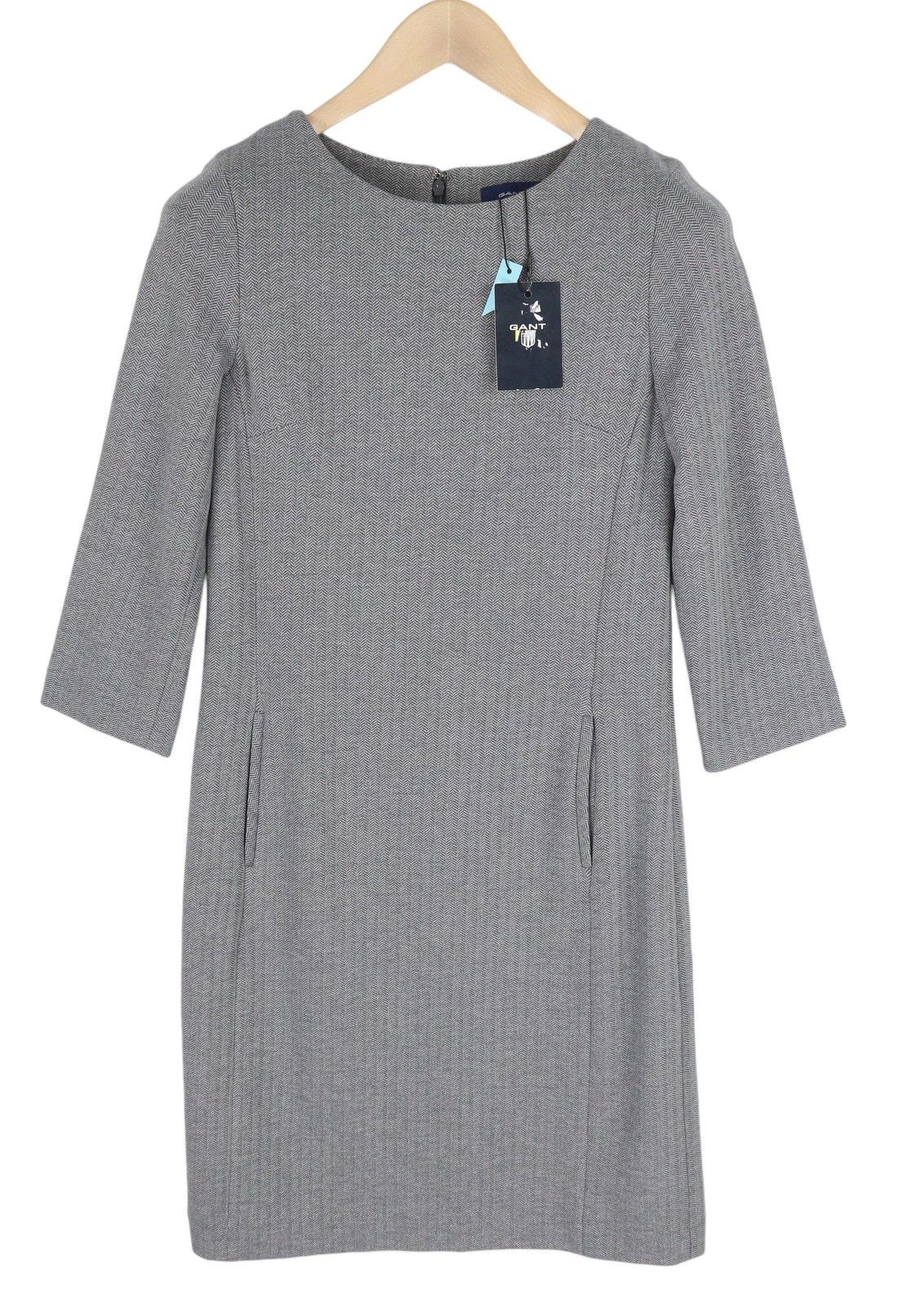 Gant HERRINGBONE JERSEY EU34 Grey Round Neck Dress 85196 Size XS / US 0-2 / IT 36-38 - 1 Thumbnail