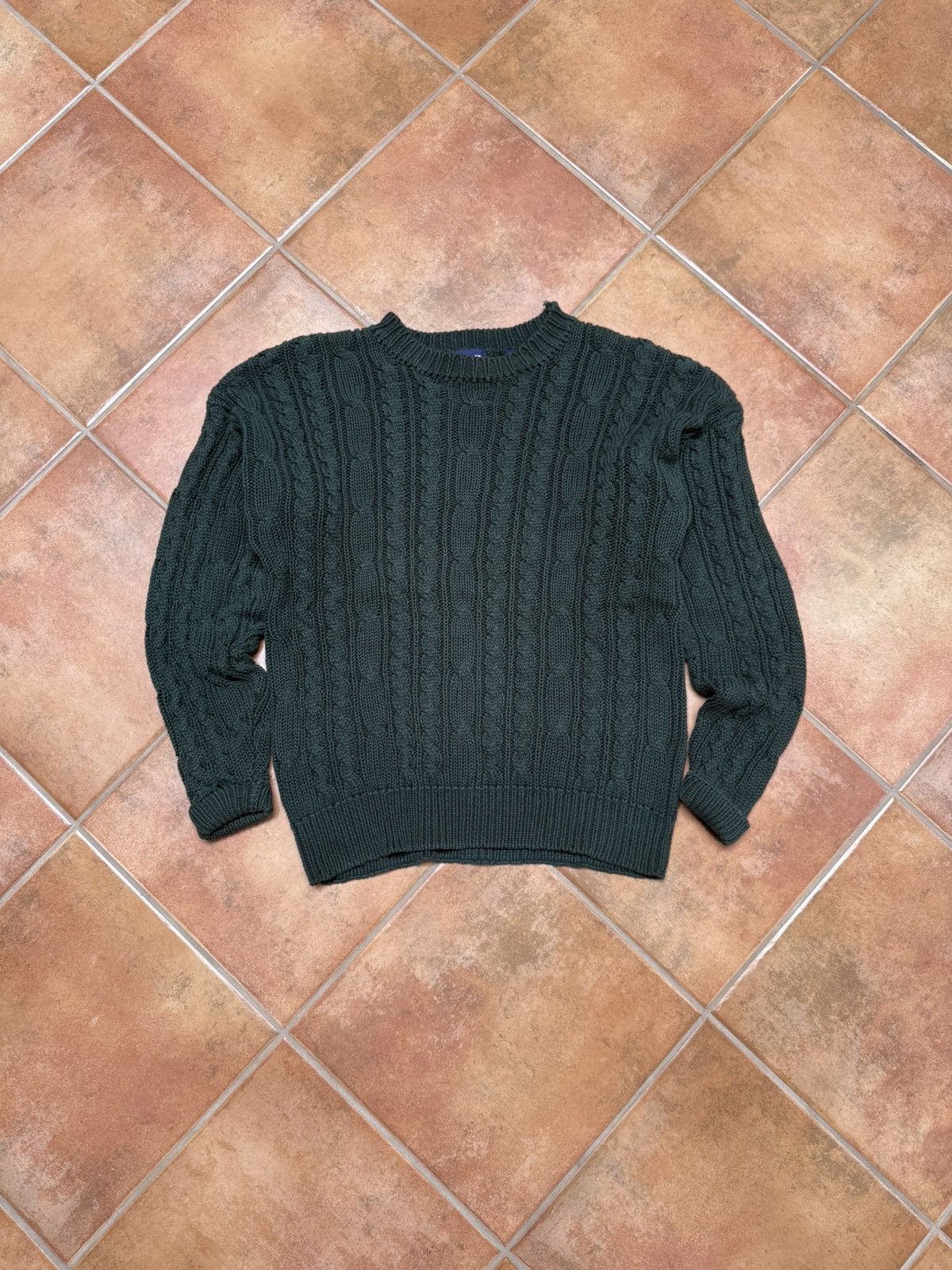 Gap Vintage Forest Green GAP Cable Knit Sweater Size US L / EU 52-54 / 3 - 1 Thumbnail