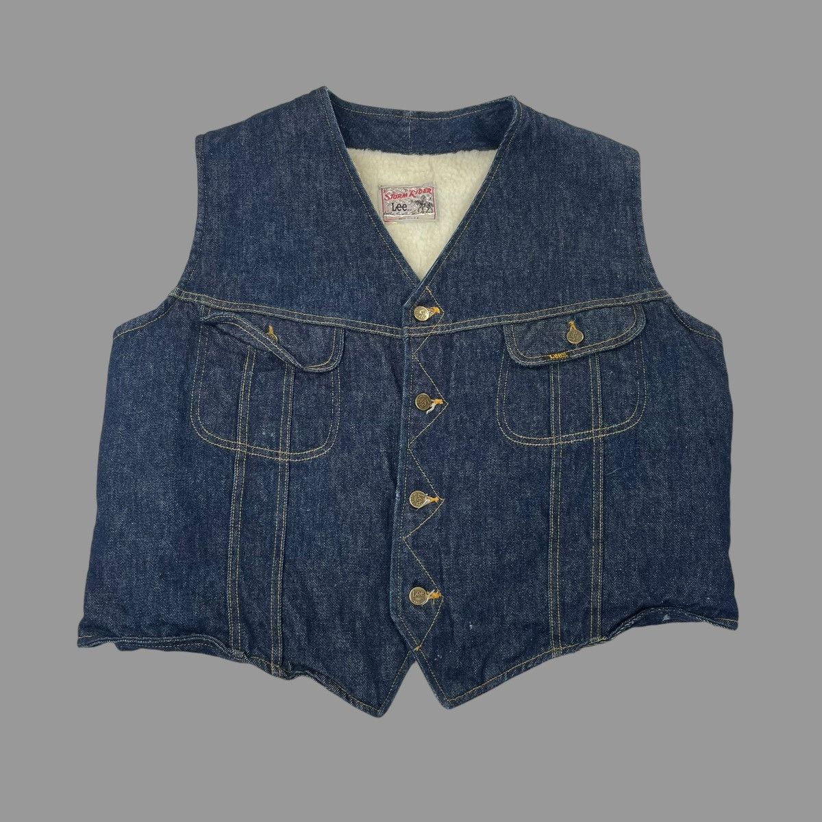 Lee × Vintage Vintage 1970s Lee storm rider denim sherpa vest Size US M / EU 48-50 / 2 - 1 Thumbnail