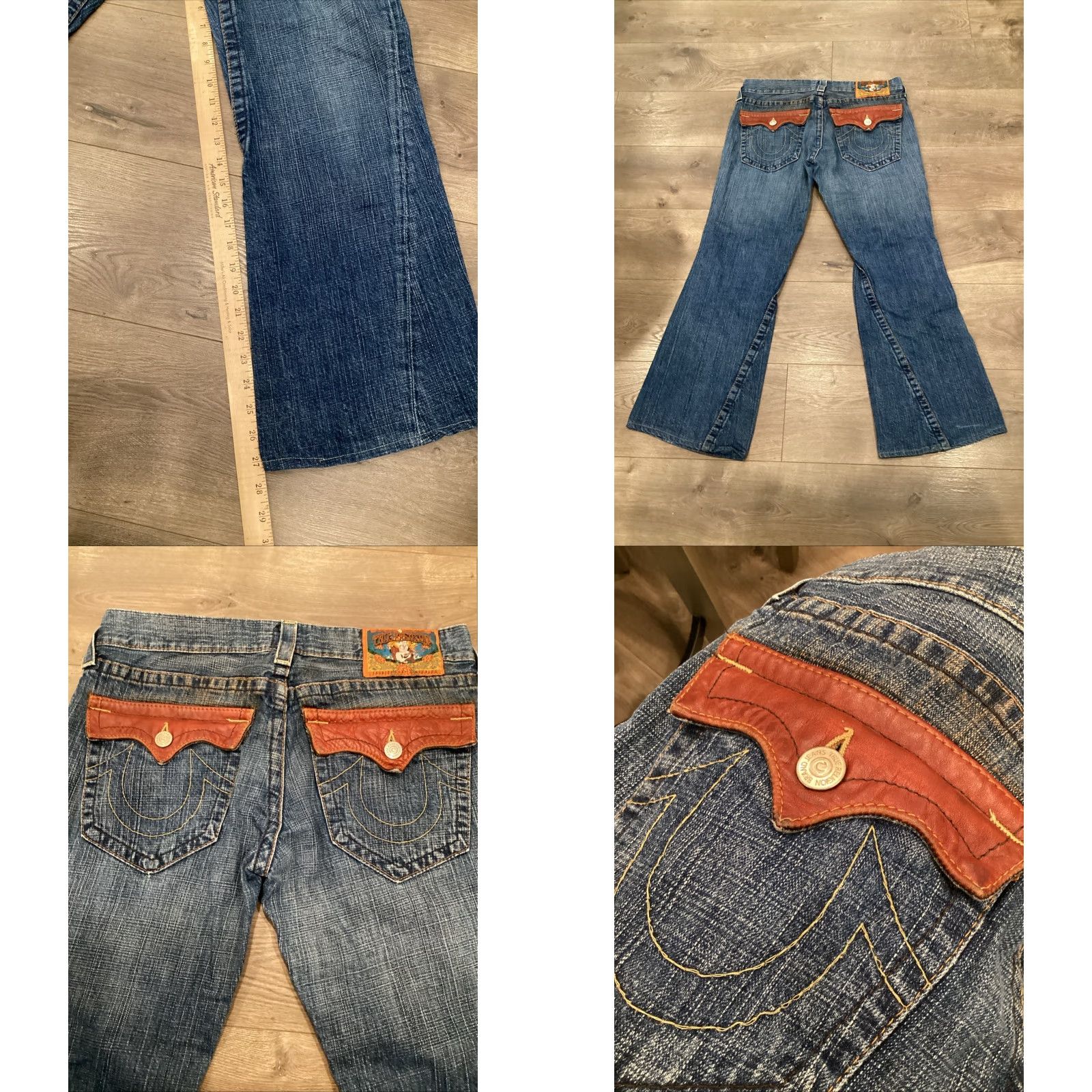 True Religion True Religion World Tour Men's Flared Jeans Size 33 Blue Cotton Distressed Size US 33 - 8 Thumbnail