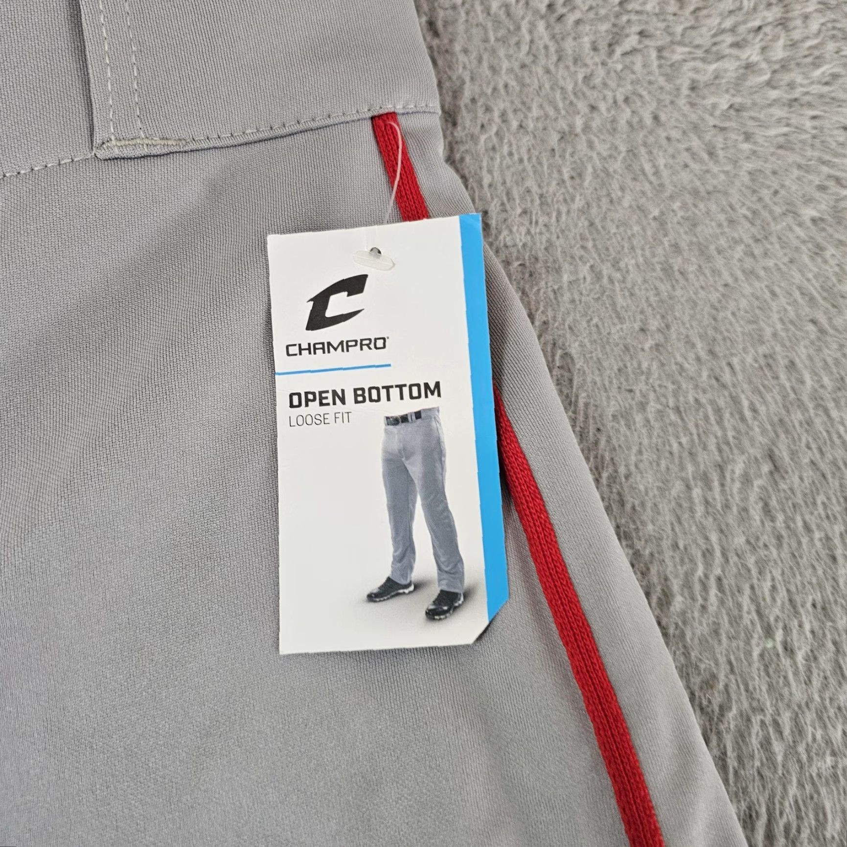 Vintage Champro Open Bottom Pants Mens Large Gray Baseball Athletic Stretch Stripe Size US 33 - 2 Thumbnail