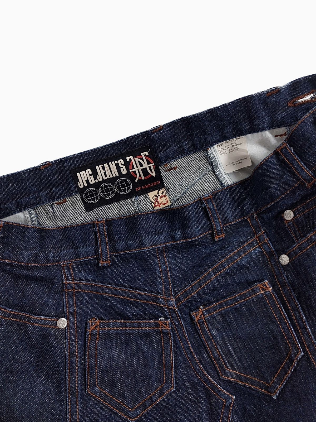 Jean Paul Gaultier 90s Archive Jean Paul Gaultier Trempe L’oeil Denim Skirt Size 27" / US 4 / IT 40 - 10 Thumbnail