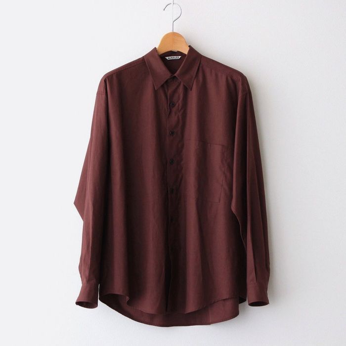 Auralee Washed Finx Twill Big Shirt - Burgundy - Size 5 NWT | Grailed