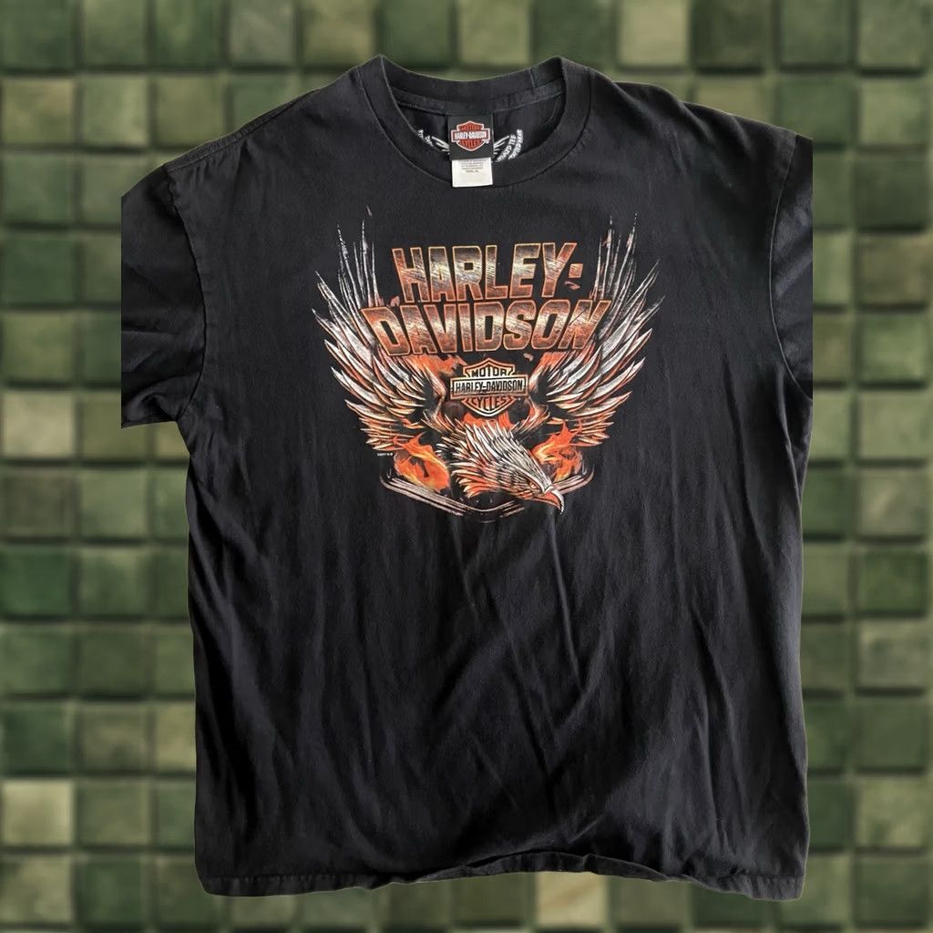 Harley Davidson Harley-Davidson Eagle Print T-Shirt Adult XL Black | Men | Short Sleeve Crew Neck Cotton Logo Graphic Size US XL / EU 56 / 4 - 1 Thumbnail