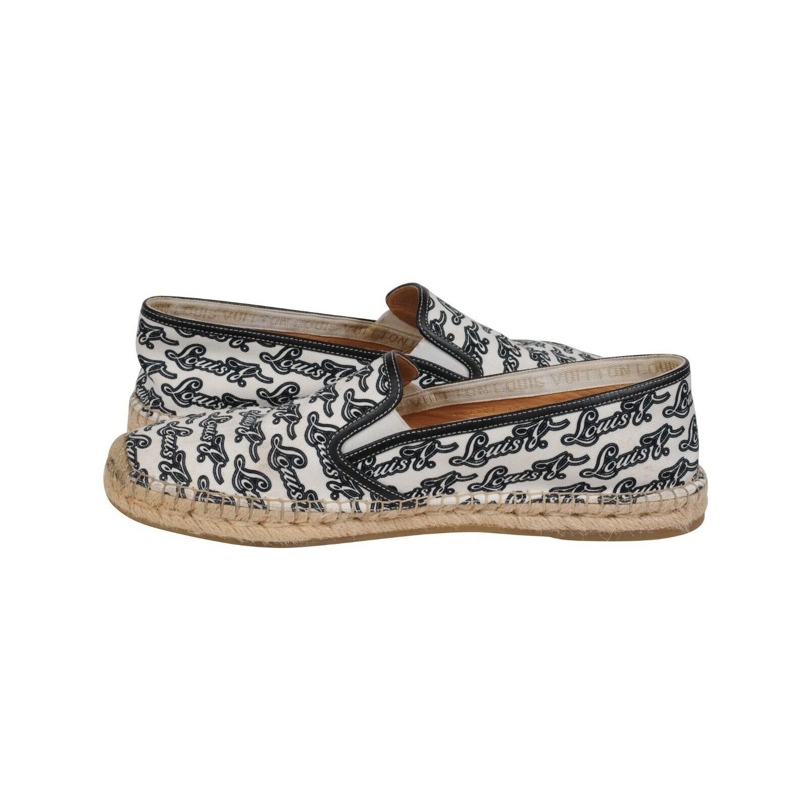 Louis Vuitton Logo Espadrilles White Black Size US 11.5 / EU 44-45 - 13 Thumbnail