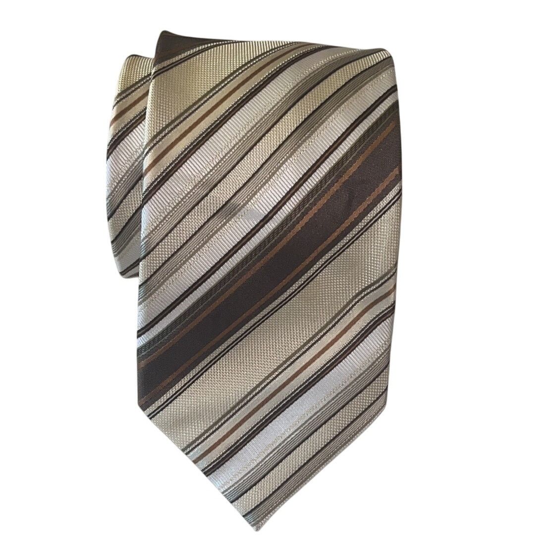 Other Valerio Garati Necktie - 100% Polyester Striped Tie Brown Size ONE SIZE - 1 Thumbnail