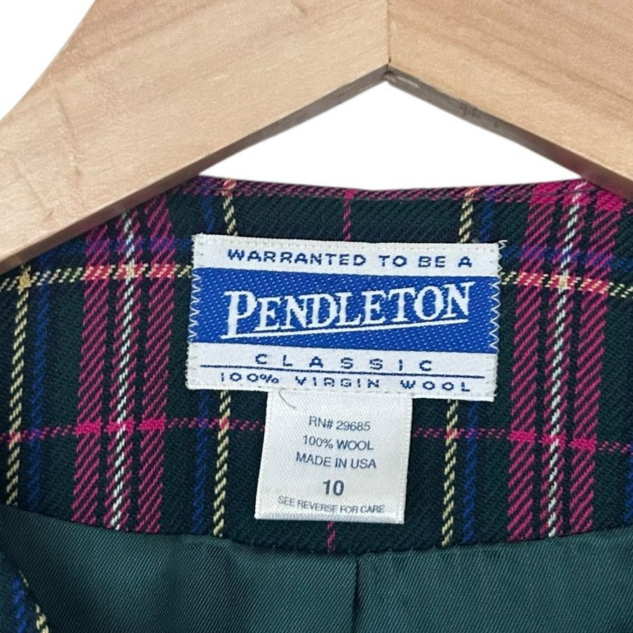 Pendleton Vintage 90s Pendleton 100% Wool Pink Green Plaid Suit Set 10 Size 32" / US 10 / IT 46 - 3 Thumbnail