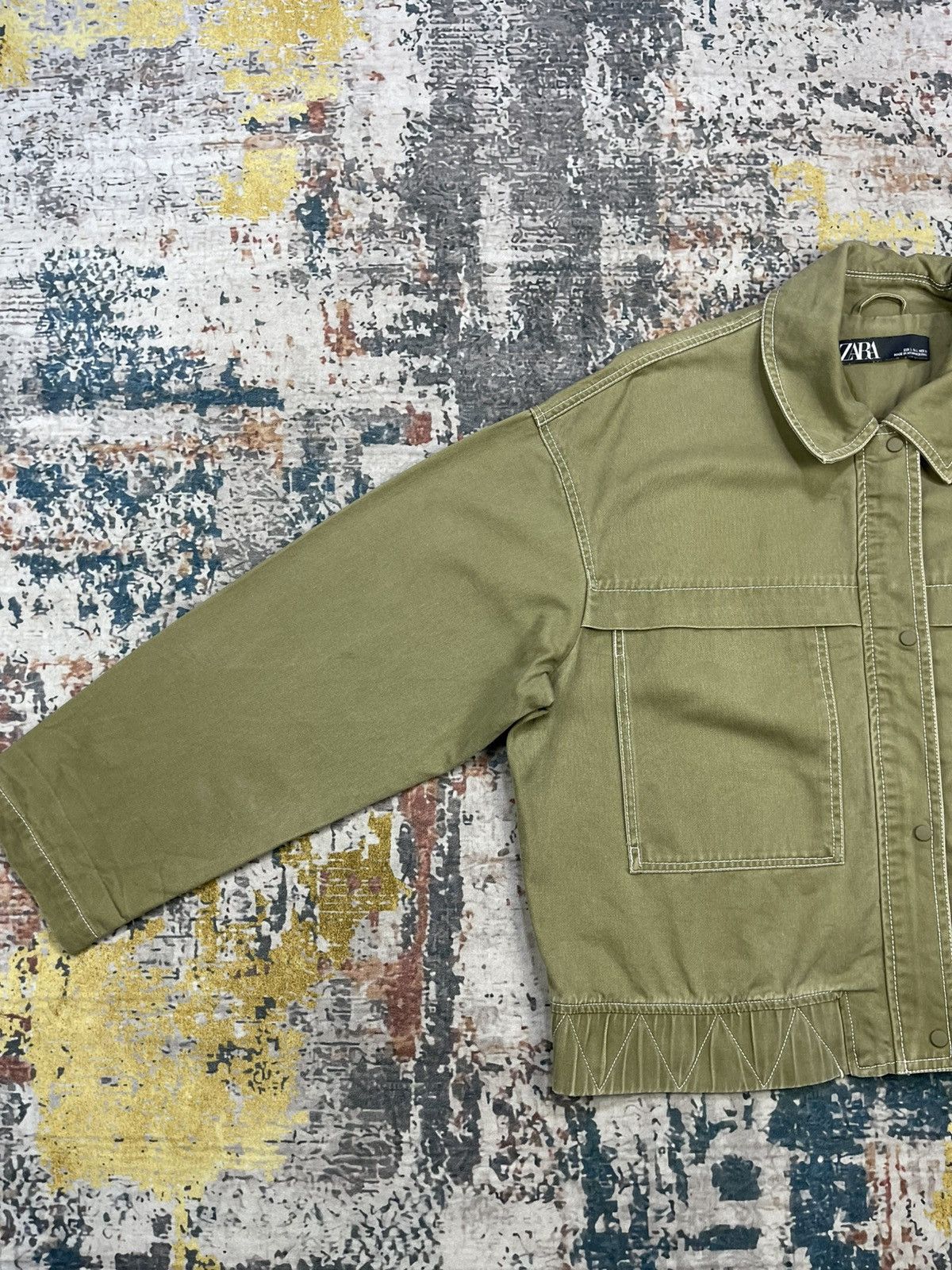 Zara ZARA Olive Green Utility Cotton Jacket Size L / US 10 / IT 46 - 3 Thumbnail