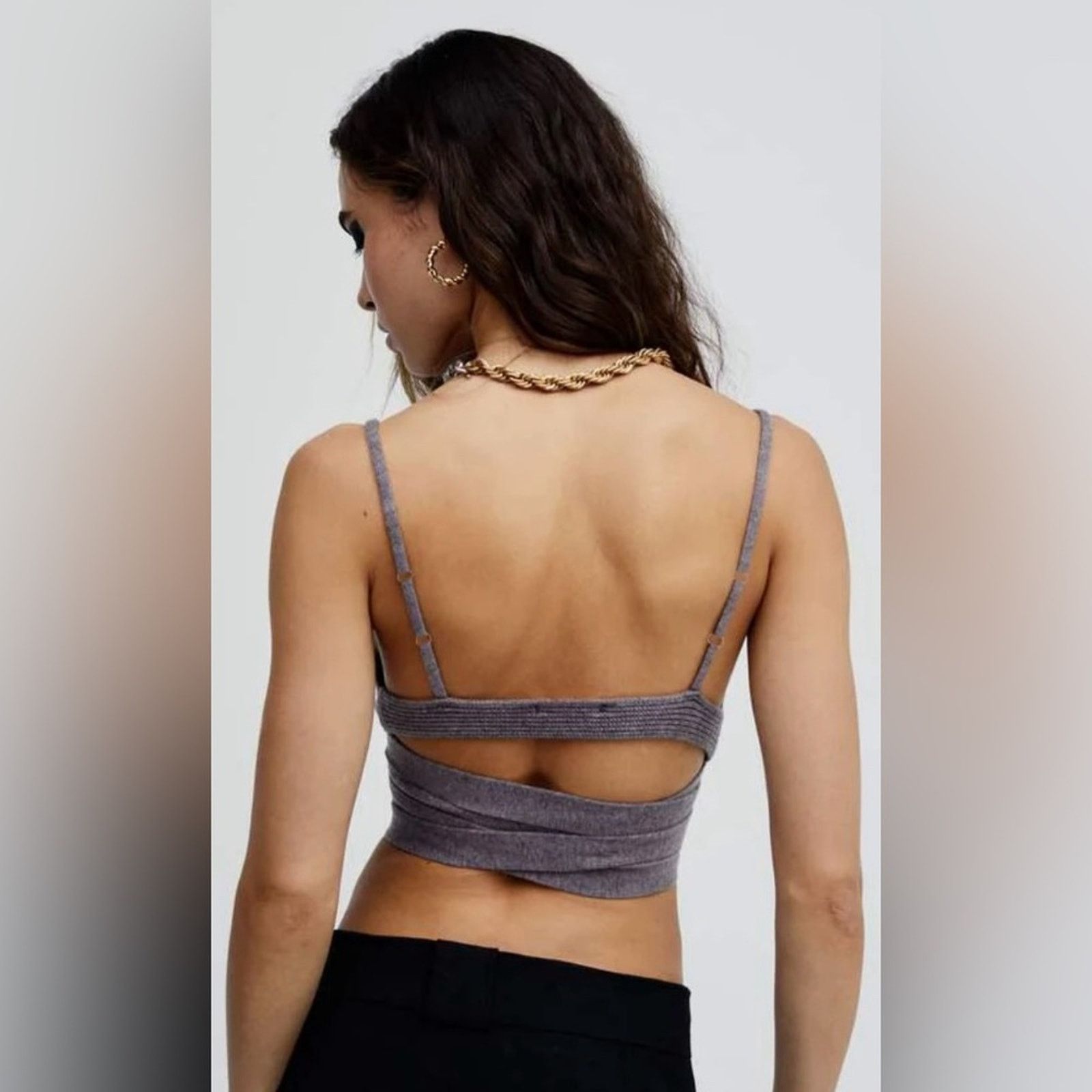 For Love & Lemons NWT For Love and Lemons $129 Gray Knit Wrap Top size XL Size XL / US 12-14 / IT 48-50 - 2 Thumbnail