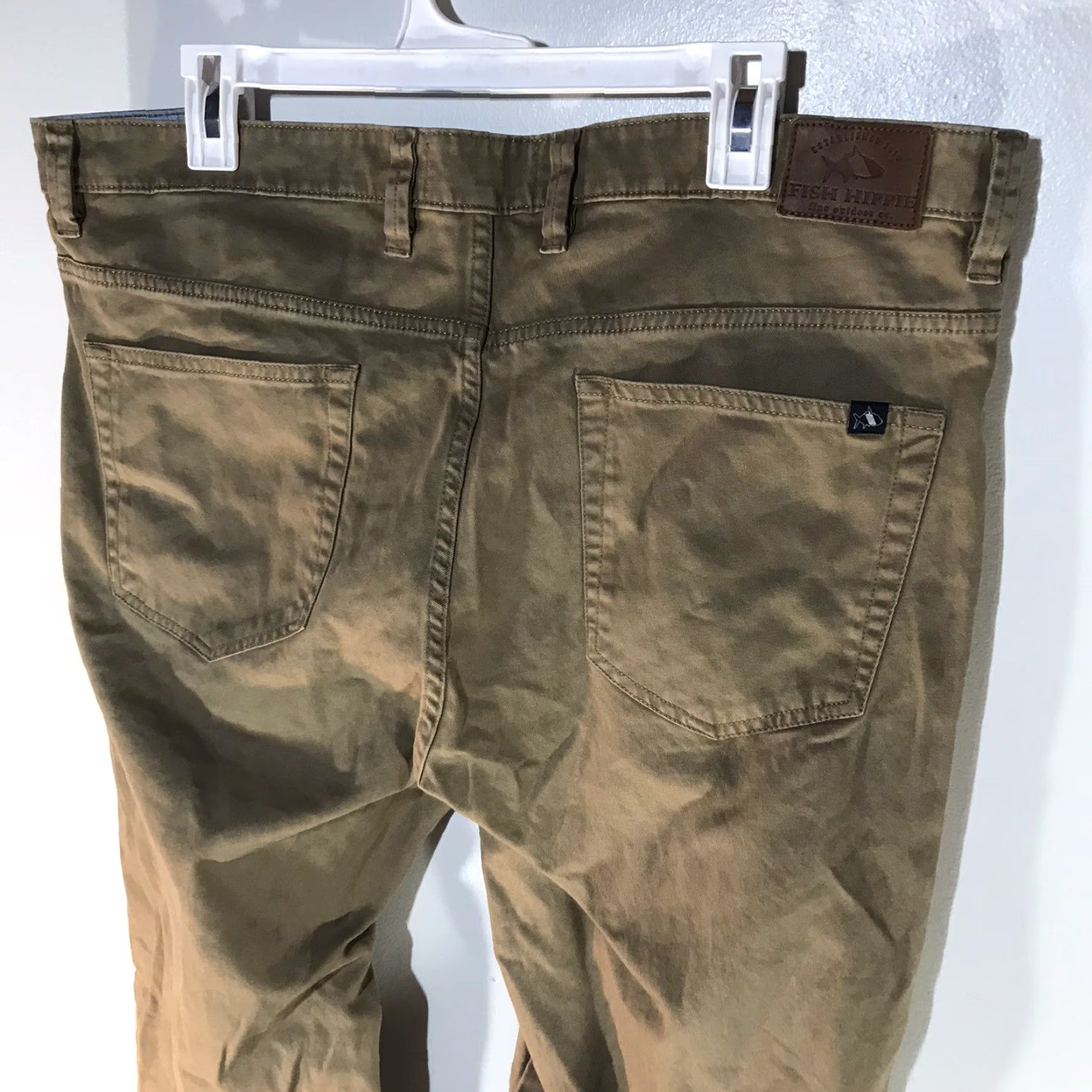 Vintage Fish Hippie Men's Tan Pima Cotton Chino Pants Size 38x34 Casual Travel Workwear Size US 38 / EU 54 - 5 Thumbnail