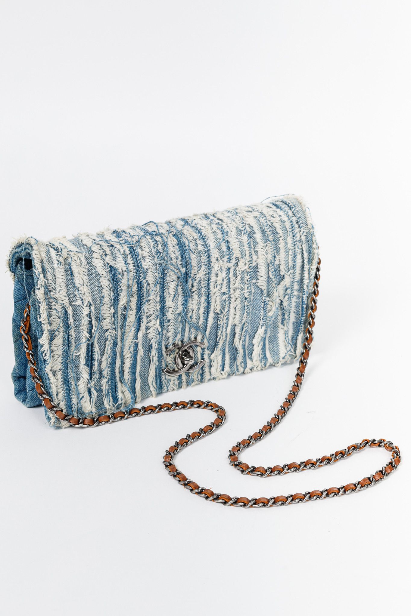 Chanel Chanel 15P Blue Denim Fringe CC Medium Flap Bag Size ONE SIZE - 6 Thumbnail