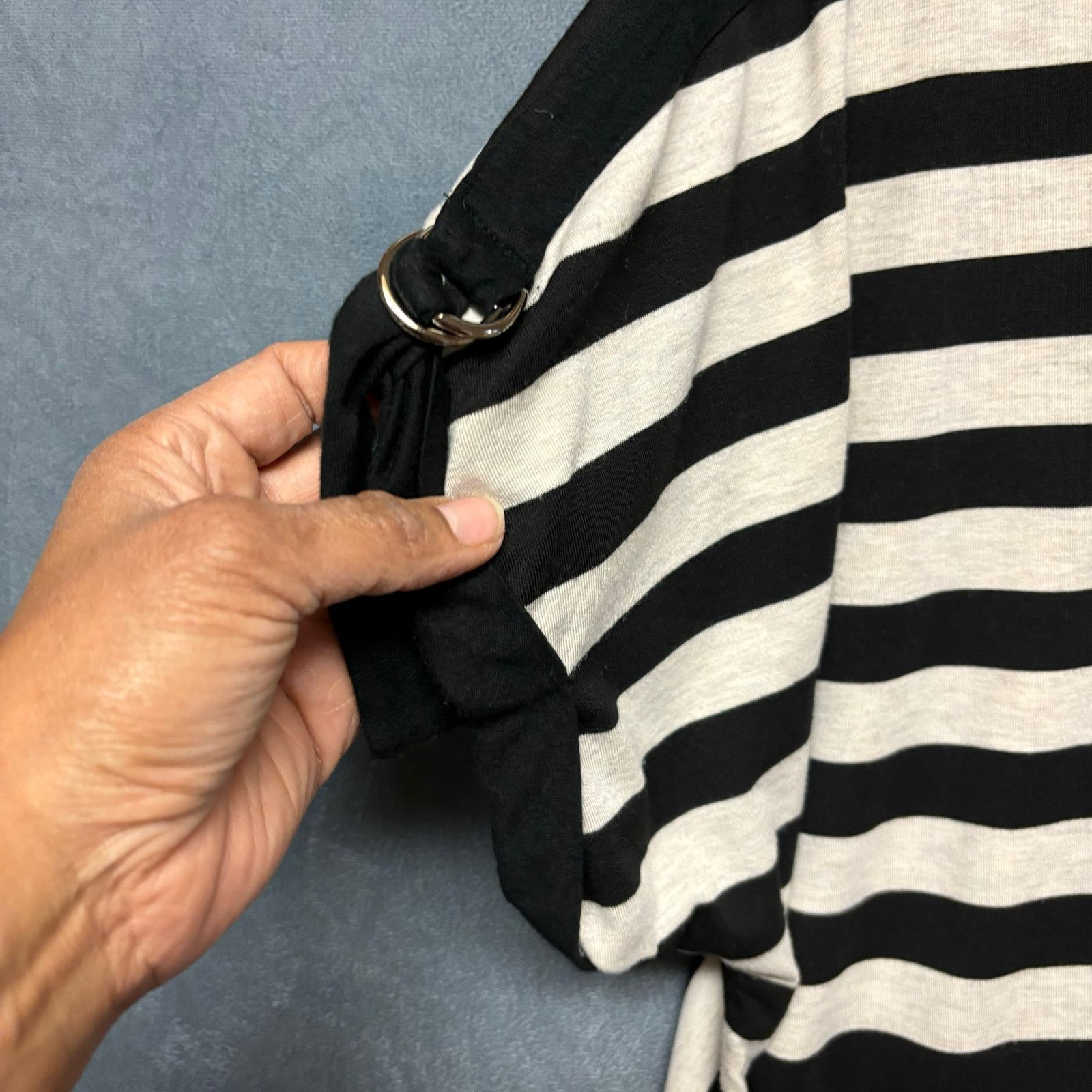 Other Plus Size Striped Blouse Stretchy Short Sleeve Preppy Work Size XXL / US 16-18 / IT 52-54 - 5 Thumbnail