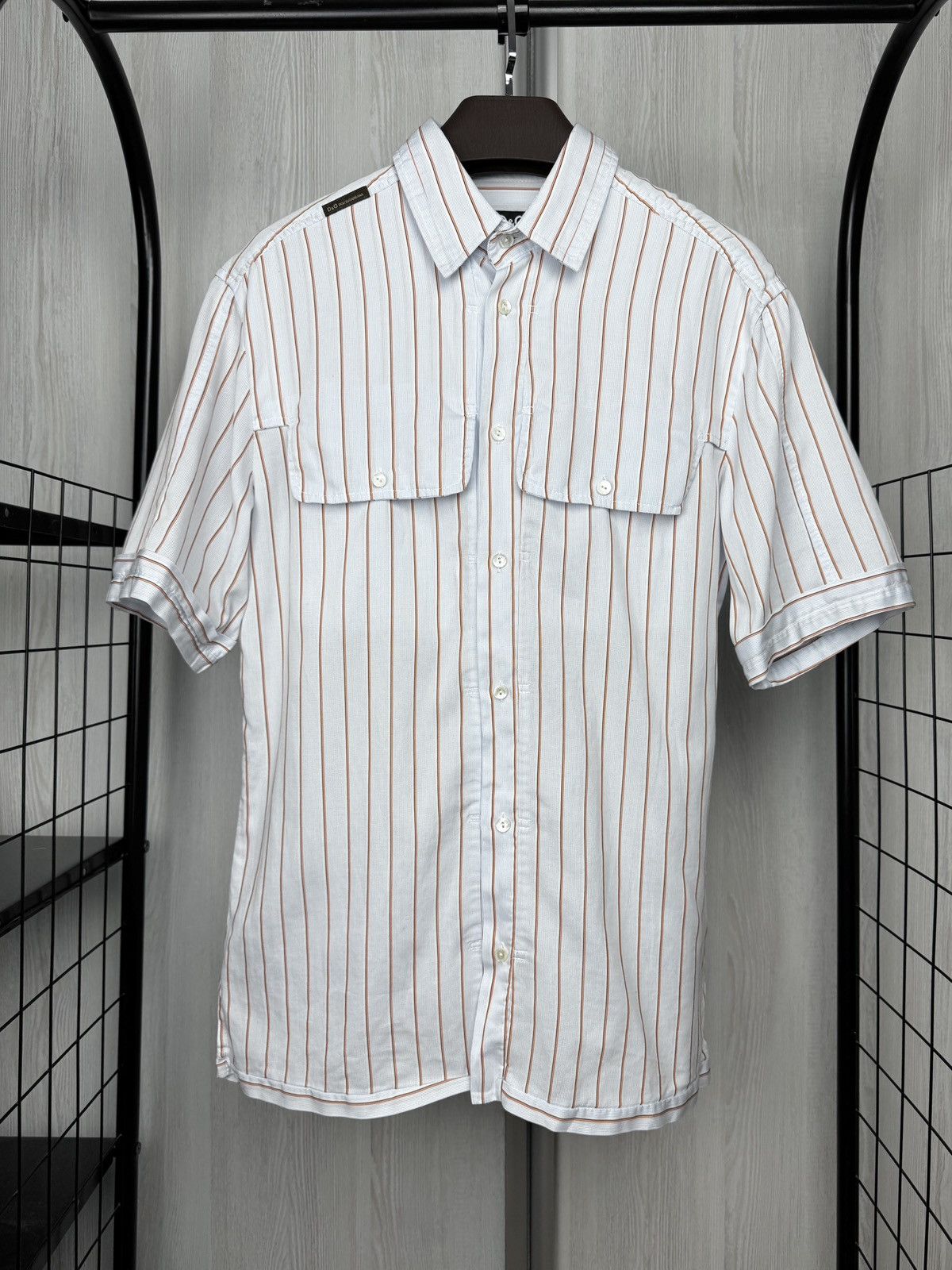 Dolce & Gabbana Dolce & Gabbana blue pinstripe short sleeve 2 pockets shirt Size US M / EU 48-50 / 2 - 2 Thumbnail