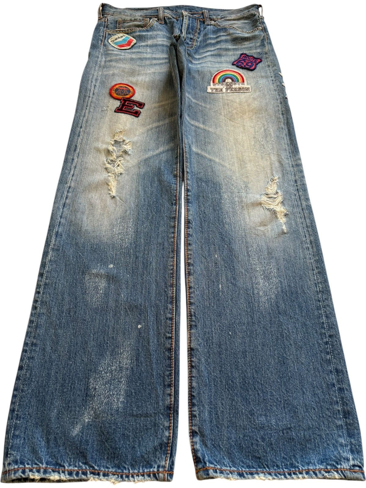 Japanese Brand Vintage Japanese Brand Patches Faded Wash Baggy Jeans Size US 32 / EU 48 - 1 Thumbnail