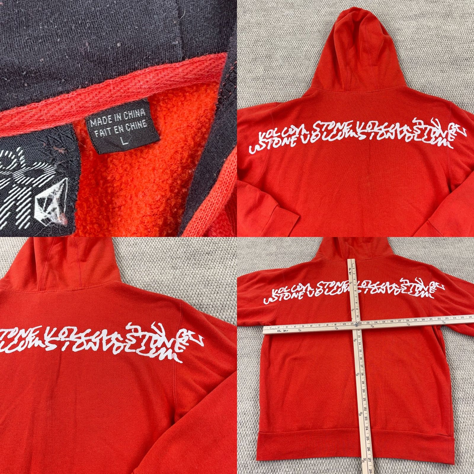 Volcom VINTAGE Volcom Hoodie Men Large Red Full Zip Sweatshirt Graphic Print Logo Fleece Jacket Winter Size US L / EU 52-54 / 3 - 8 Thumbnail