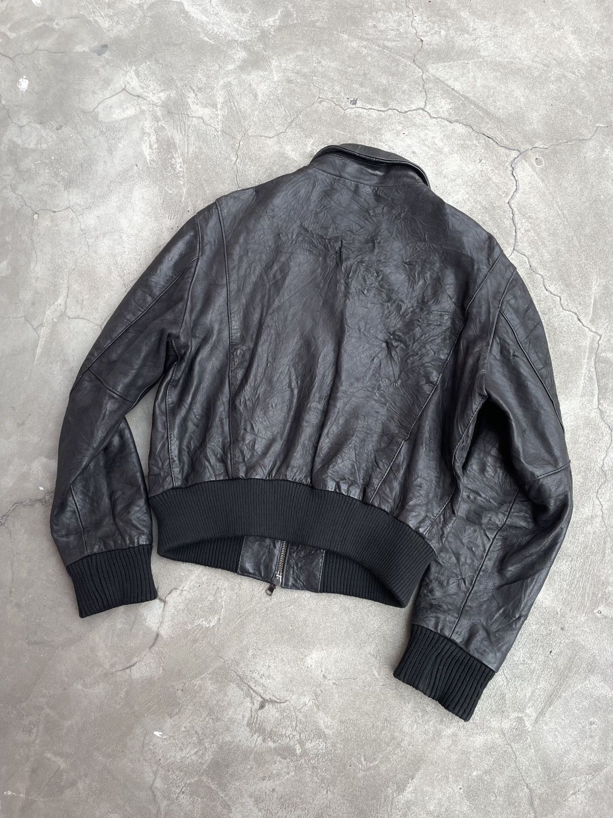 Genuine Leather Grasped Leather: Factured Zip-Jacket Size M / US 6-8 / IT 42-44 - 4 Thumbnail
