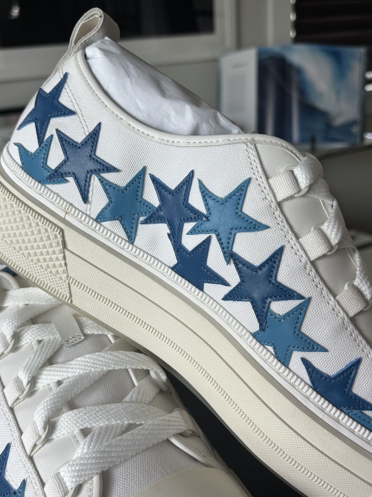 Amiri AMIRI | STAR PATCH LEATHER BLUE SNEAKER LOGO Size US 14 / EU 47 - 7 Thumbnail
