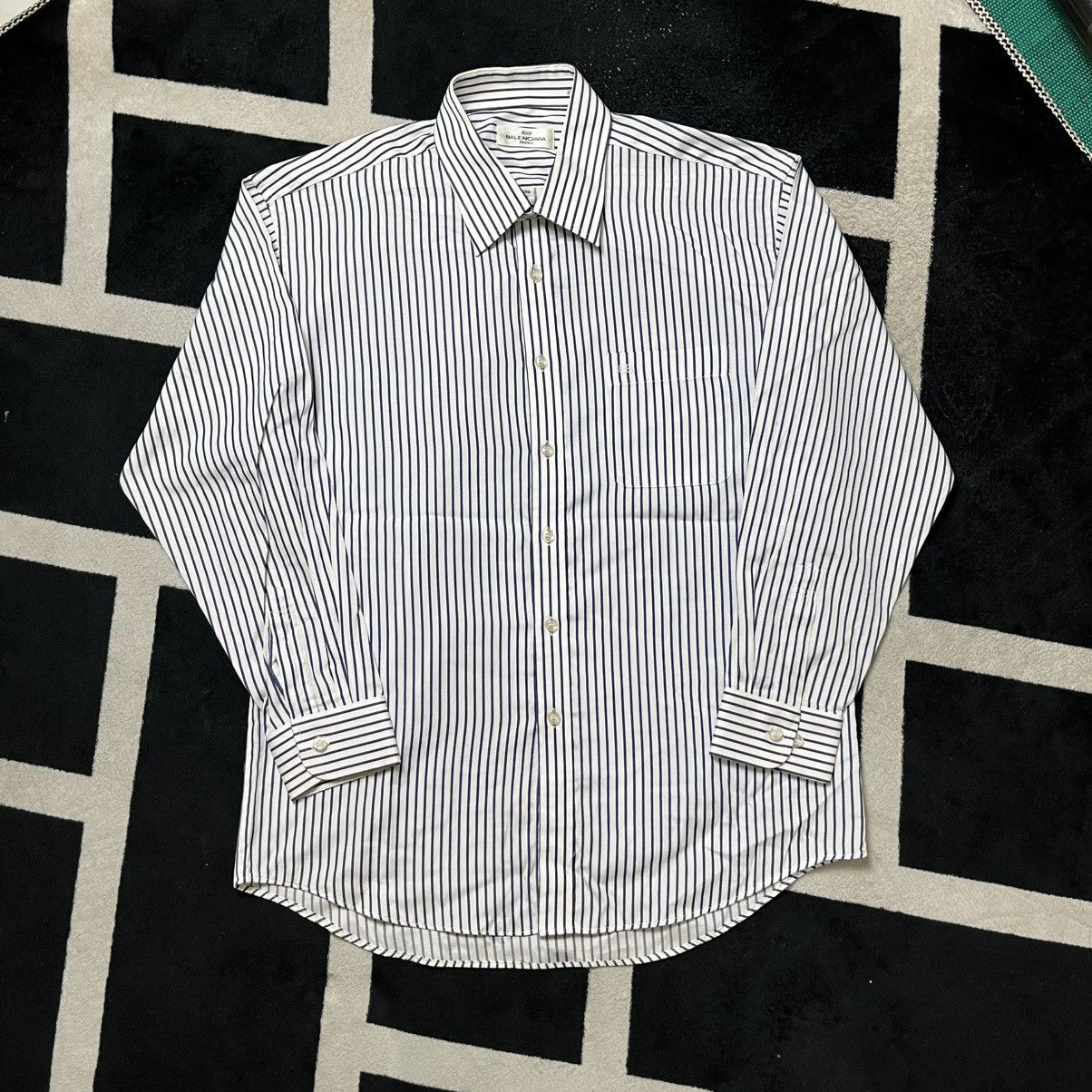 Balenciaga Vintage Balenciaga Paris striped Button Up Shirt Size US L / EU 52-54 / 3 - 1 Thumbnail