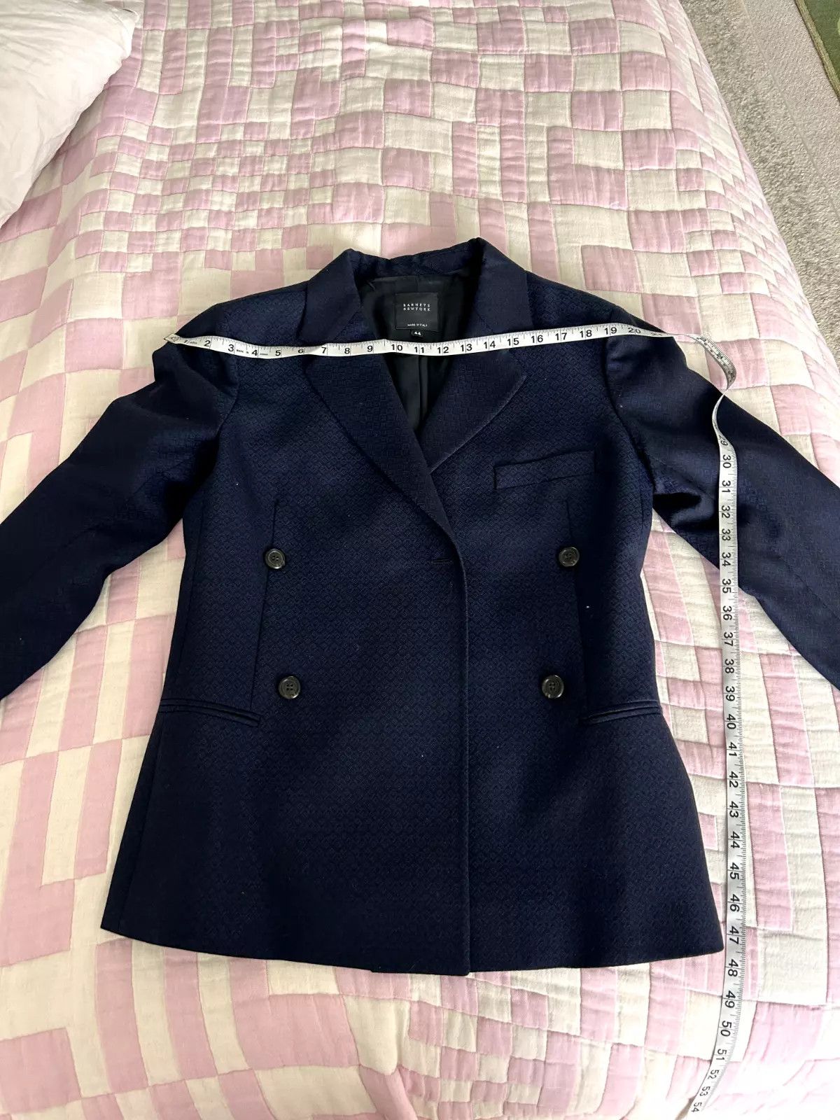 Barneys New York Double Breasted Blue Patterned Blazer Jacket Size M / US 6-8 / IT 42-44 - 1 Thumbnail