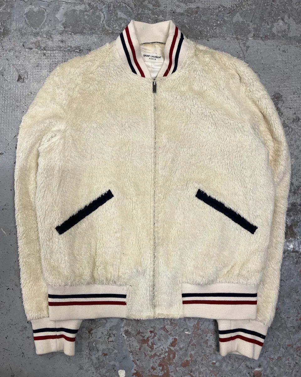 Saint Laurent Paris SS2016 Saint Laurent Cream Faux Fur Bomber Jacket Size S / US 4 / IT 40 - 4 Thumbnail