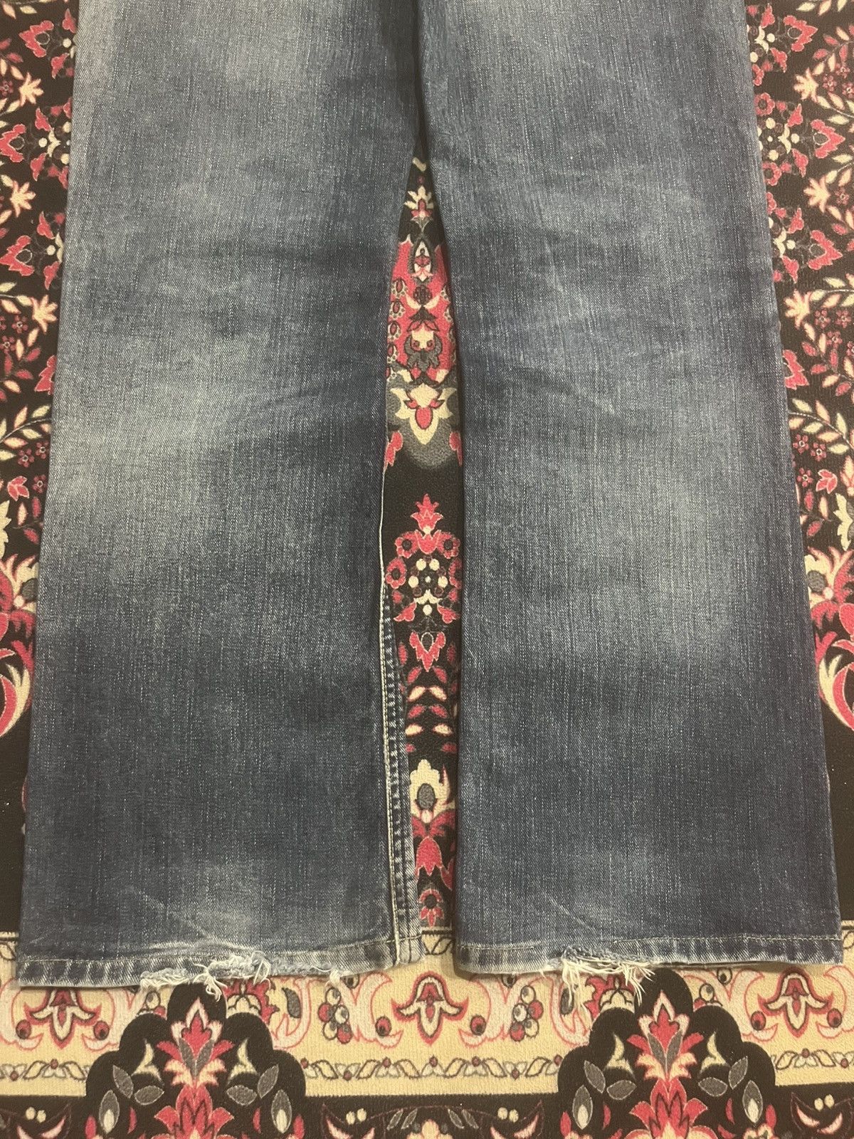 Lee Vintage Japan Lee Rider Blue Faded Wash Distress Flare Jeans Size US 32 / EU 48 - 10 Thumbnail