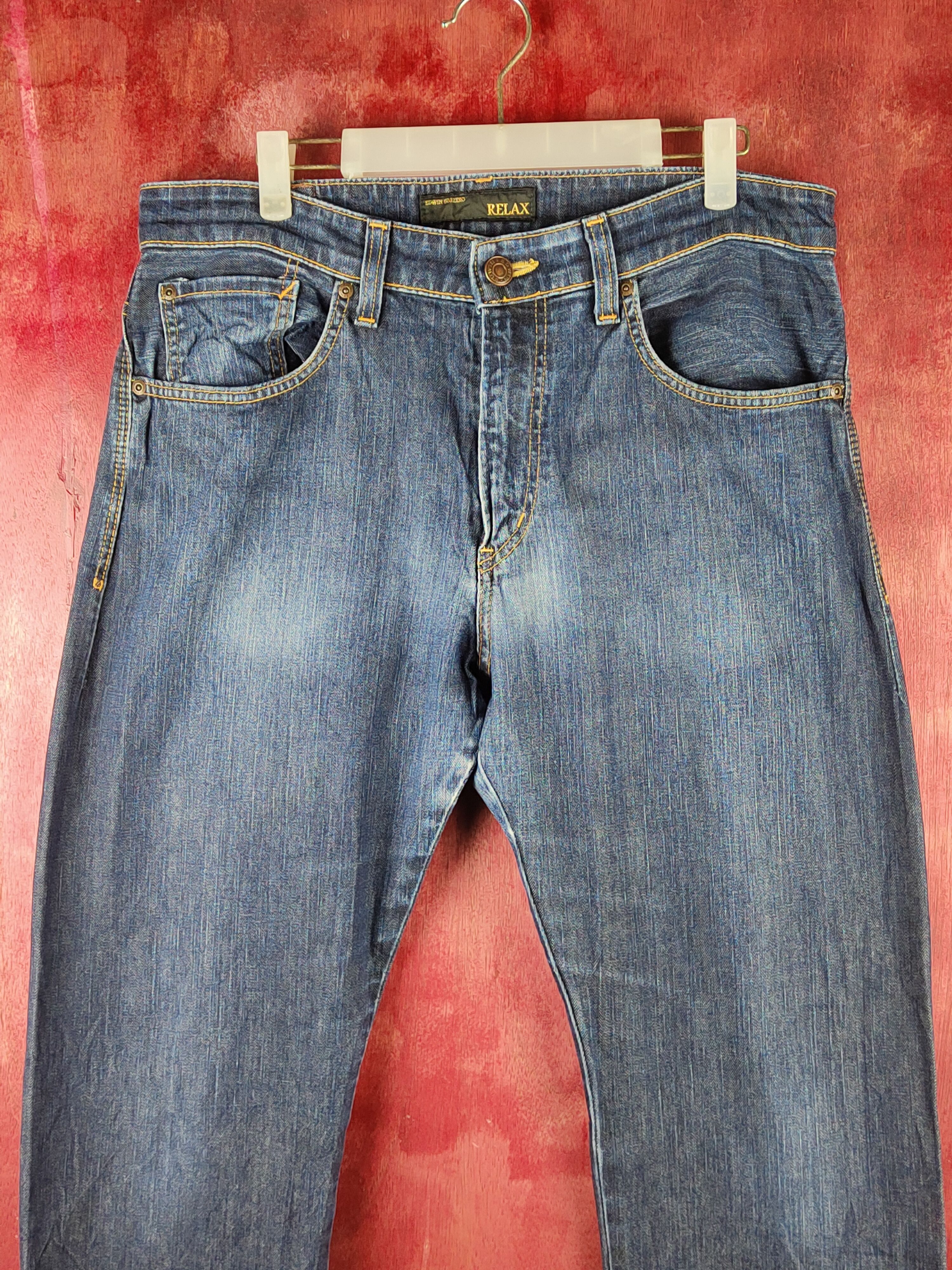 Edwin Edwin Dark Blue Distressed Ripped Jeans #S2336 Size US 34 / EU 50 - 4 Thumbnail
