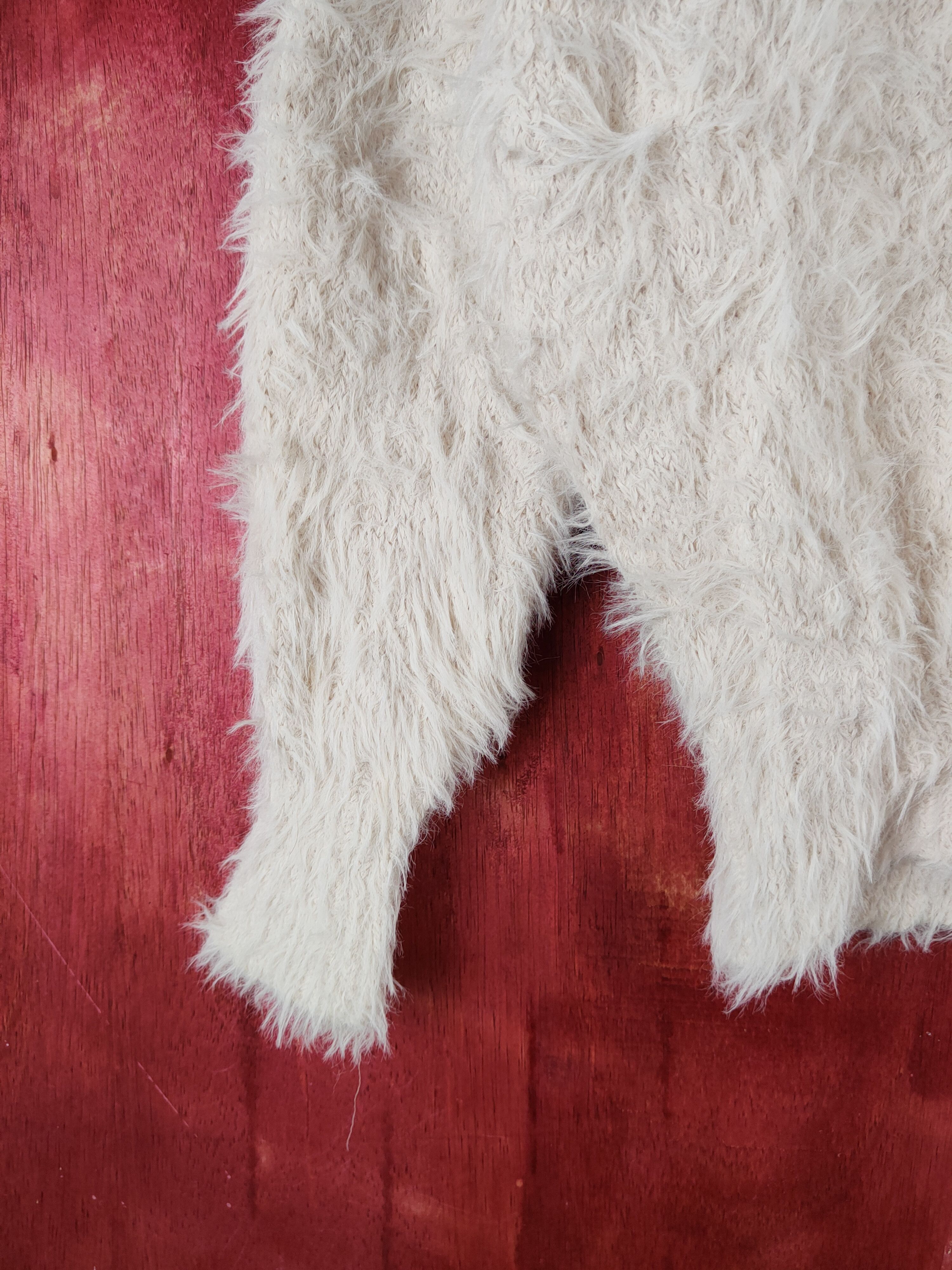 GU GU Cream Shag Shaggy Fur Mohair Knitwear #S2181 Size S / US 4 / IT 40 - 4 Thumbnail