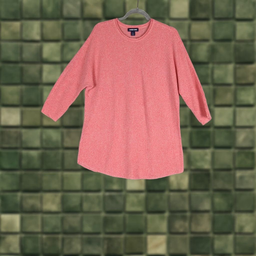 Lands' End Lands' End Sweater coral pink Women L Dolman Sleeve Roll Neck 3/4 Knit Pullover Linen Blend Beachy Casual Knit Shirt Size L / US 10 / IT 46 - 1 Thumbnail