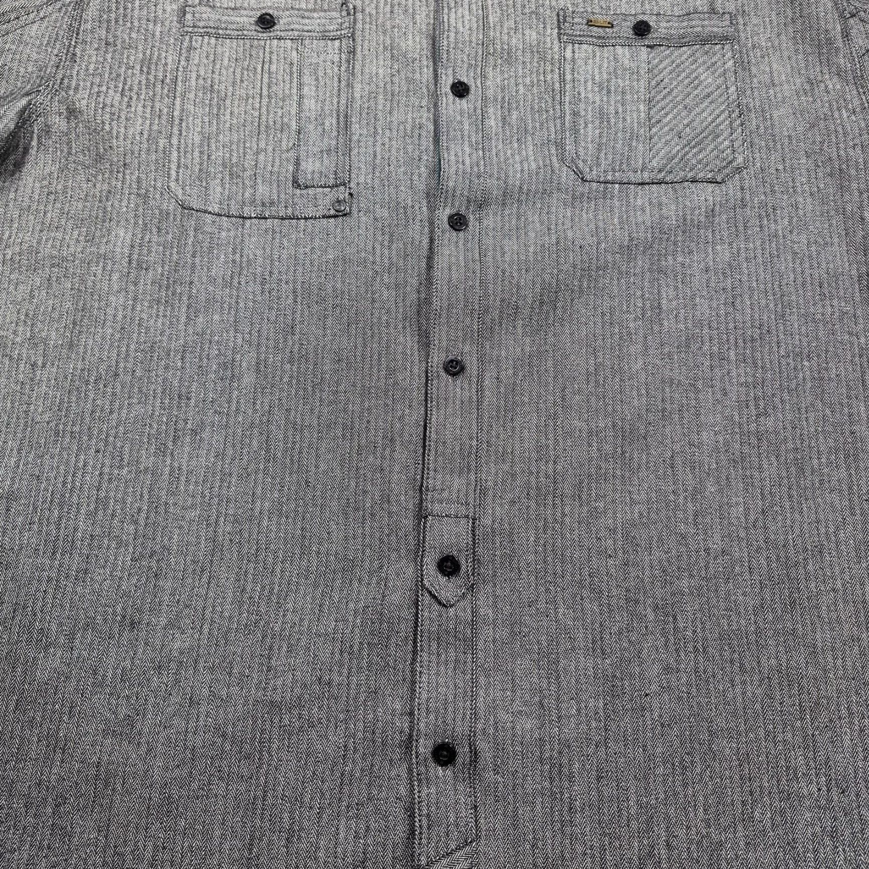 Vintage Split Shirt Mens 2XL Button-Up Gray Herringbone Long Sleeve Twill Casual Shirt Size US XXL / EU 58 / 5 - 5 Thumbnail