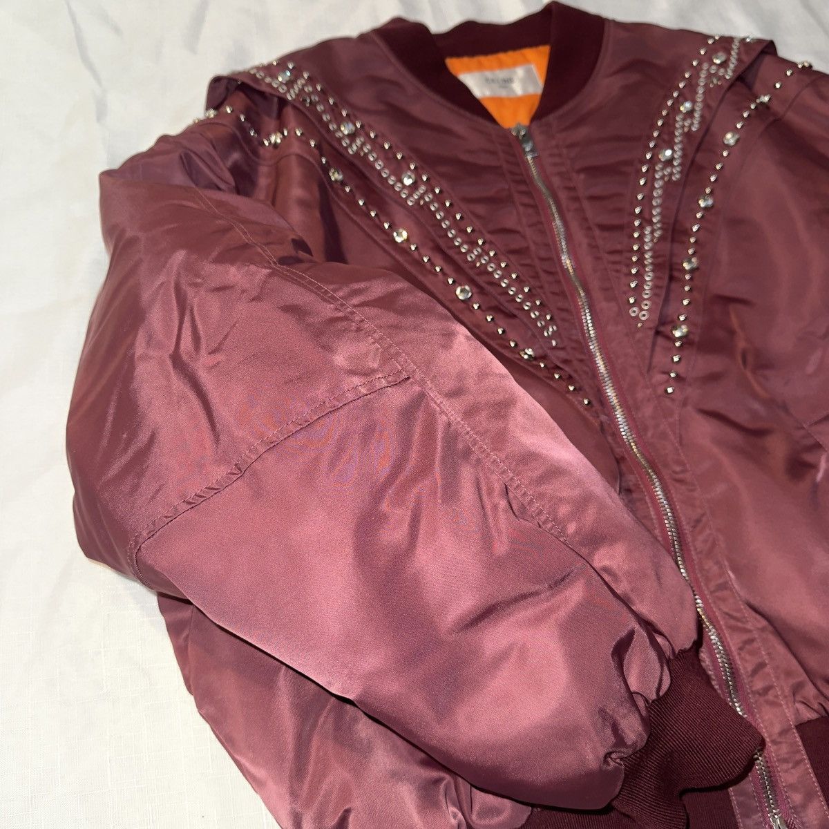 Celine Celine Studded Bomber Jacket (Bordeaux) Size US XL / EU 56 / 4 - 4 Thumbnail