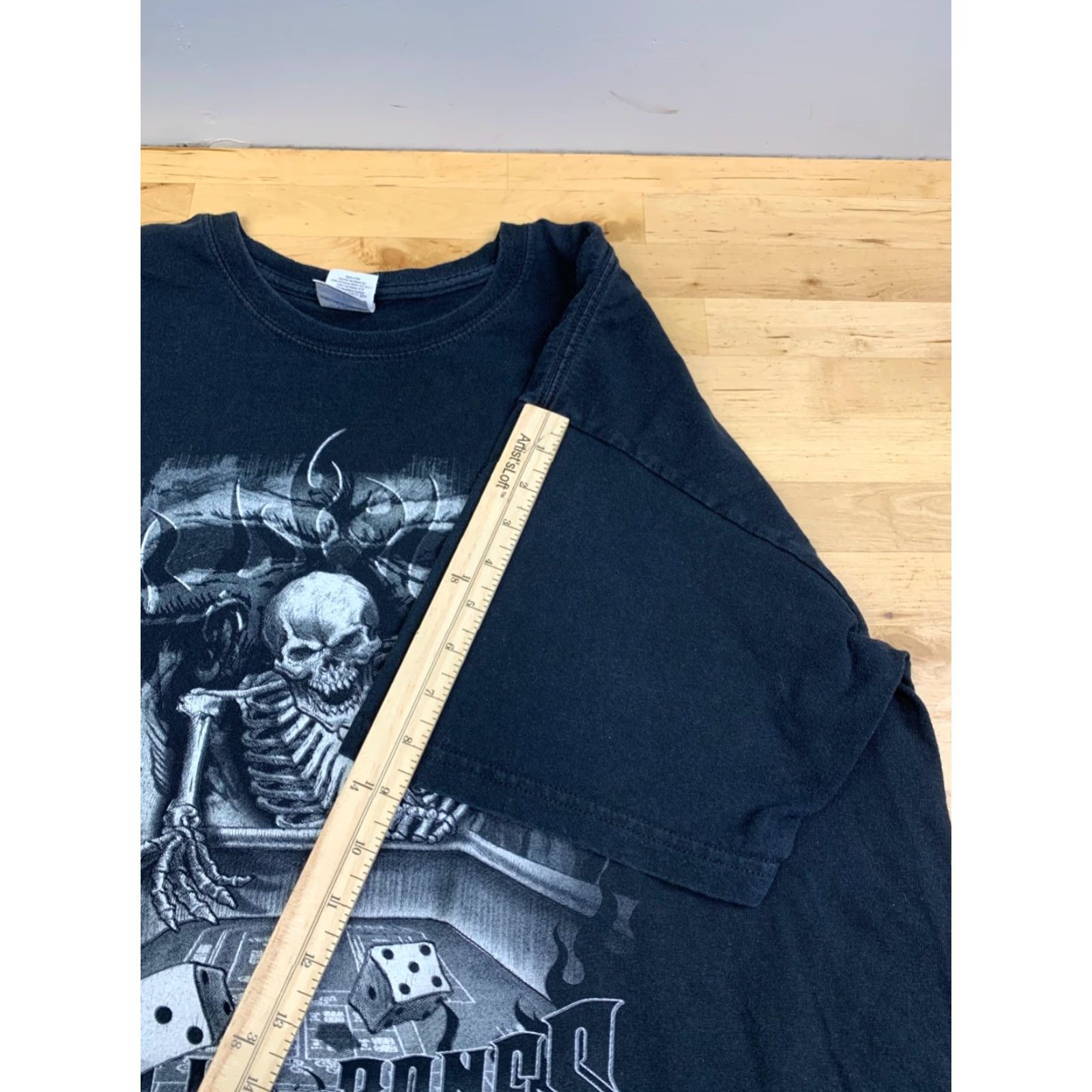Gildan VINTAGE Gildan T-Shirt Shirt XL Black Skull Graphic Print Short Sleeve Crew Neck Men 12577 Size US XL / EU 56 / 4 - 6 Thumbnail