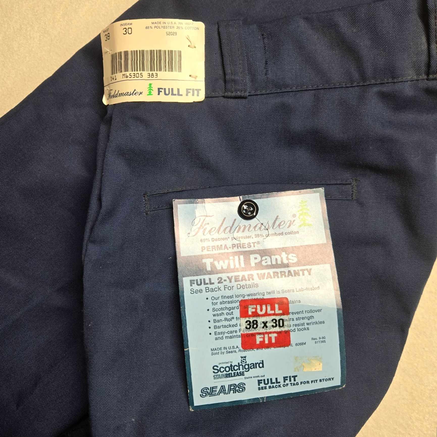 Vintage VINTAGE FieldMaster Dress Pants Regular Fit Solid Blue Pants Adult Men 38 in 30 in Mens Blue Formal Dress Pants Size US 38 / EU 54 - 2 Thumbnail