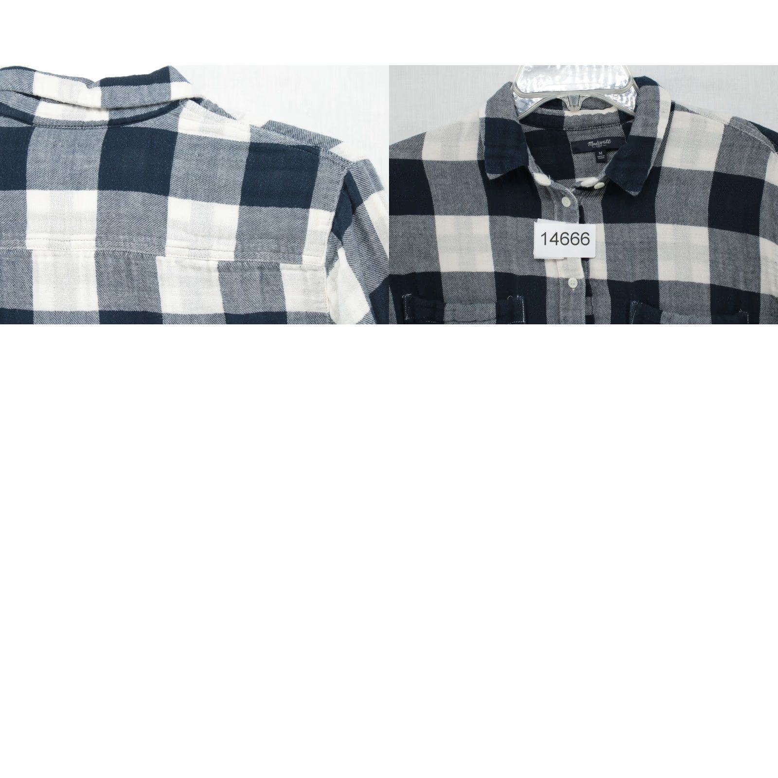 Madewell Madewell Flannel Shirt Women Medium Buffalo Plaid Check Blue Cream Cozy Boho Size M / US 6-8 / IT 42-44 - 8 Thumbnail