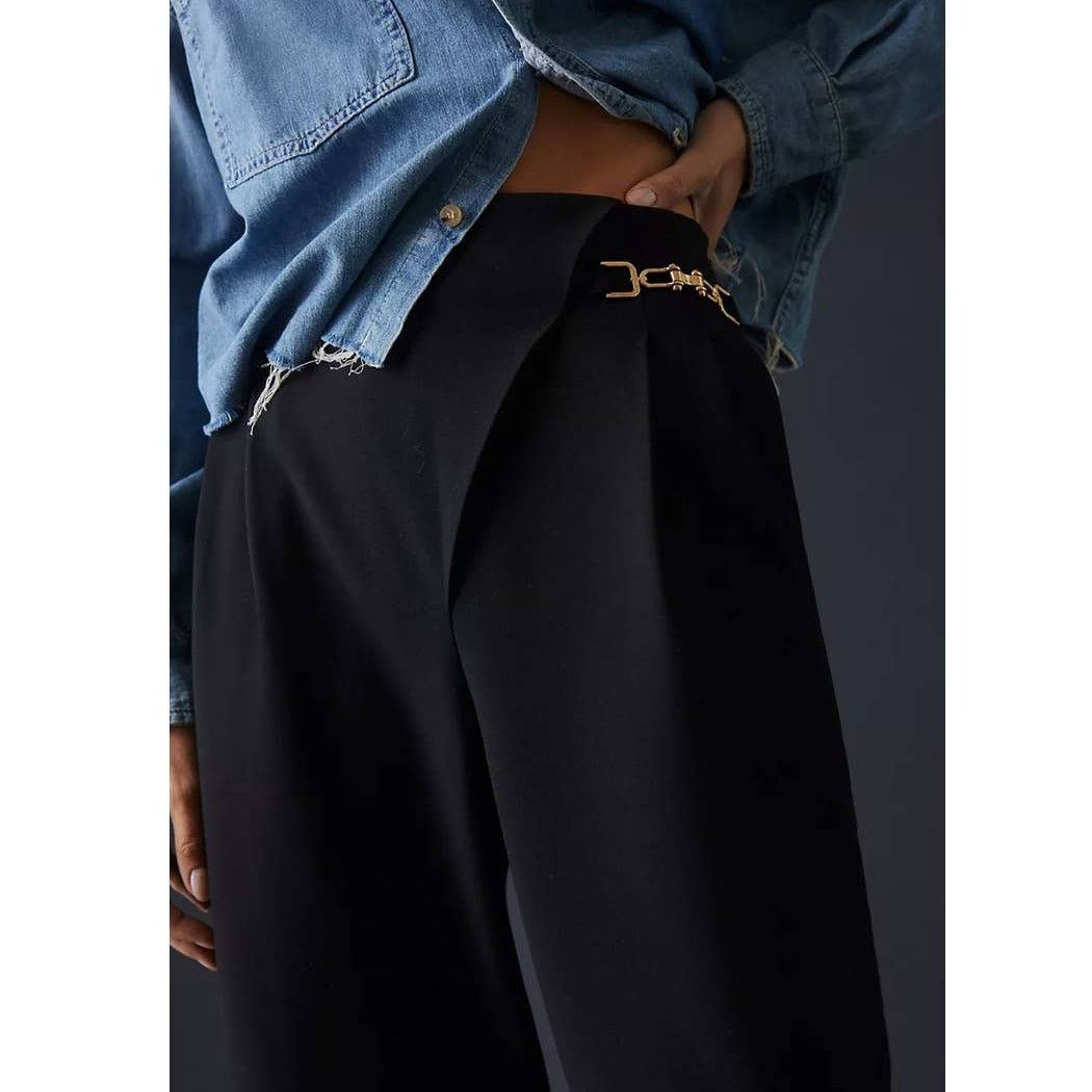 Anthropologie New Anthropologie Exquise Straight-Leg Trouser $180 XL Black Size 38" / US 16 / IT 52 - 2 Thumbnail