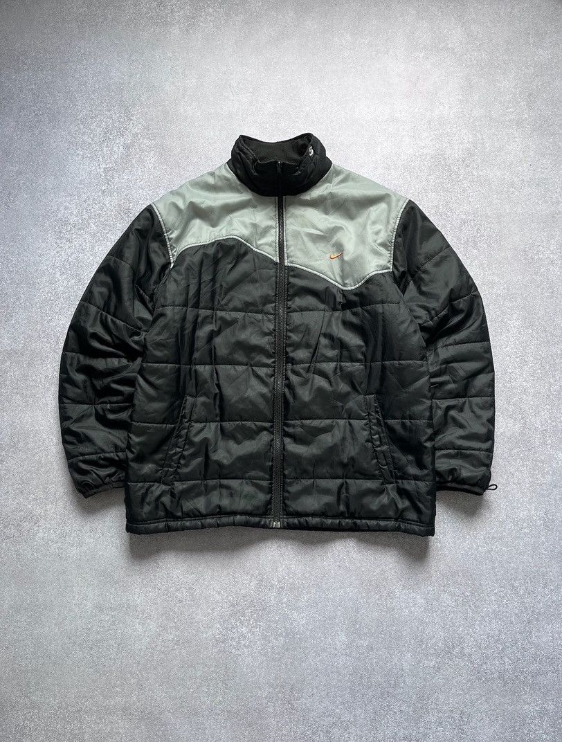 Vintage Nike TN Swoosh Black Puffer Jacket Y2K XL