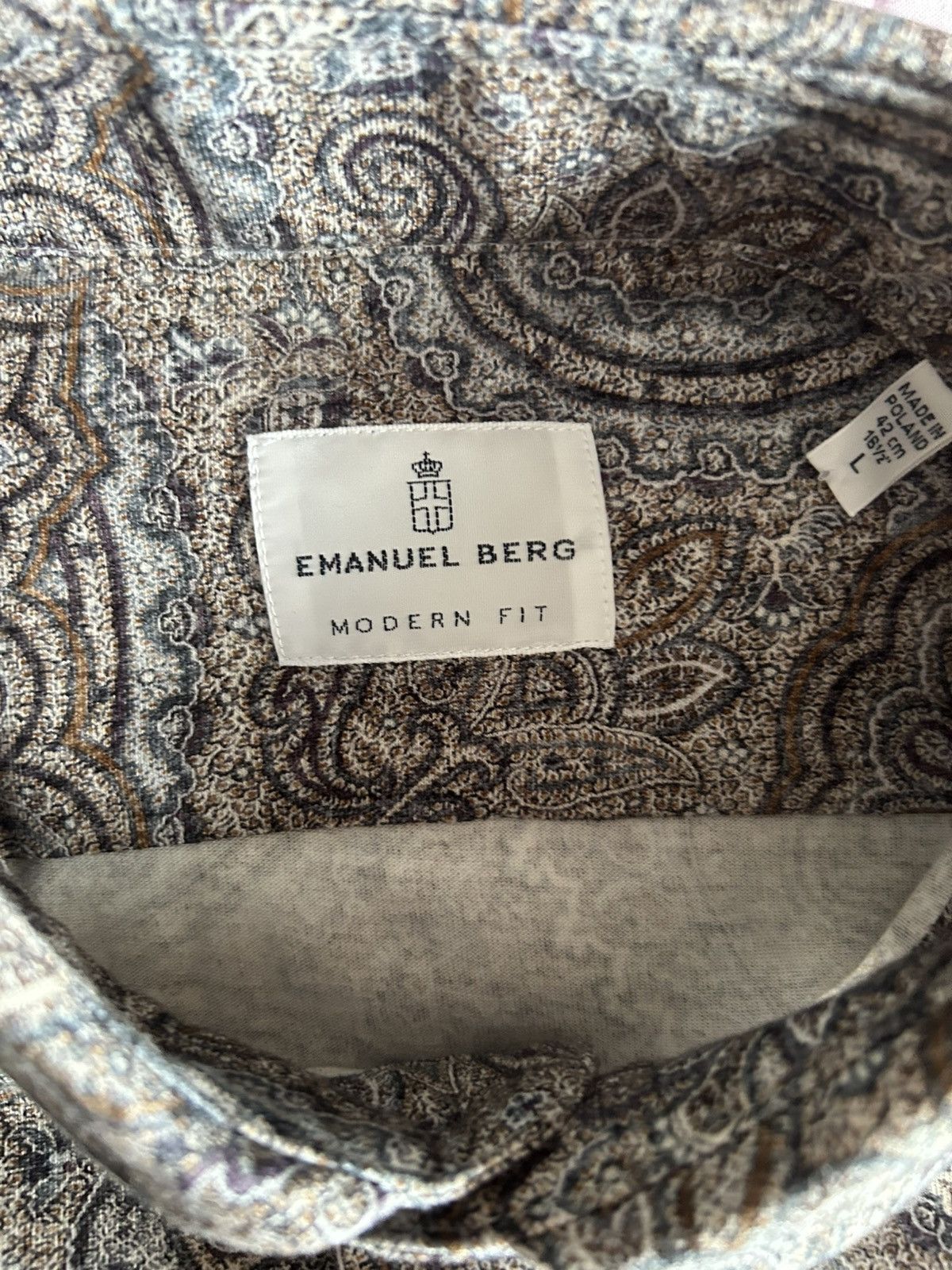 Other Emanuel Berg Luxury Paisley Button Down Shirt Sz L $298MSRP Size US L / EU 52-54 / 3 - 8 Thumbnail