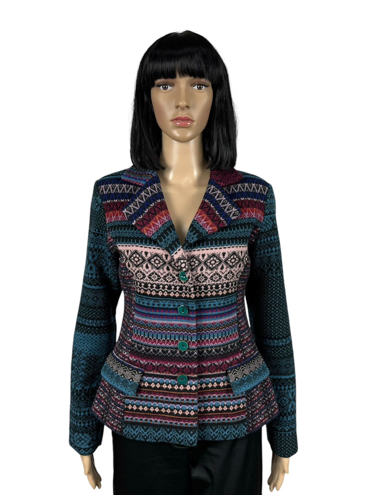 Designer Ivko Wool Coat Description Geometric Pattern size 38 Size XS / US 0-2 / IT 36-38 - 1 Thumbnail