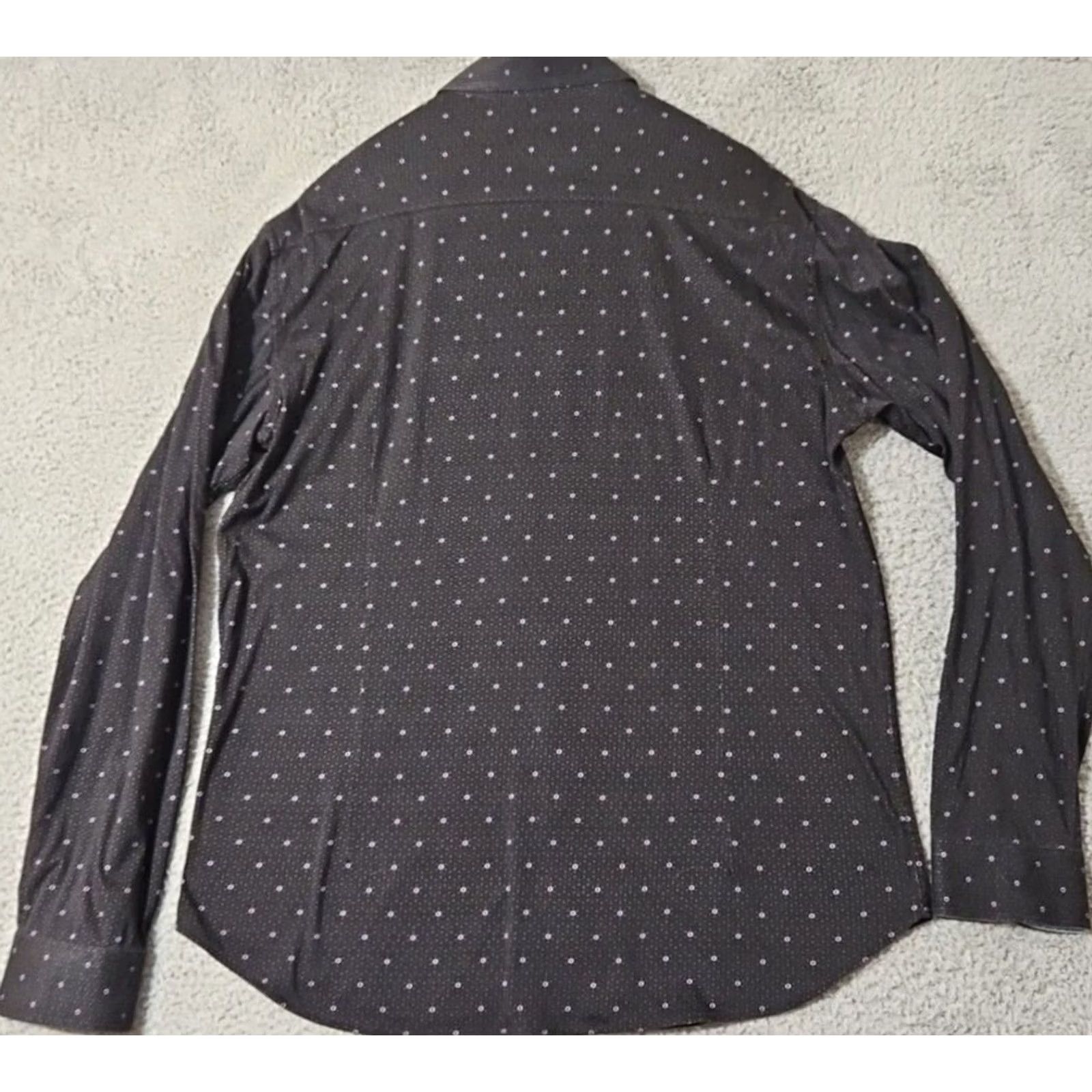 Vintage Buttercloth Short Sleeve Shirt Mens Size Large Black Polka Dot Cotton Stretch - China Size US L / EU 52-54 / 3 - 3 Thumbnail