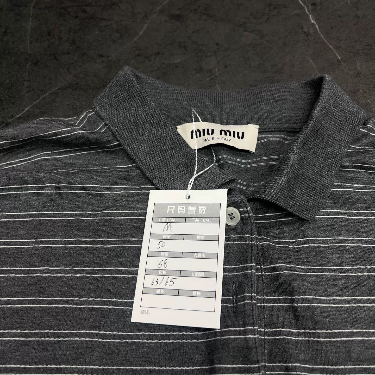 Miu Miu MIU MIU Gray Stripe Polo Collar Longsleeve Tee M New Size US M / EU 48-50 / 2 - 3 Thumbnail