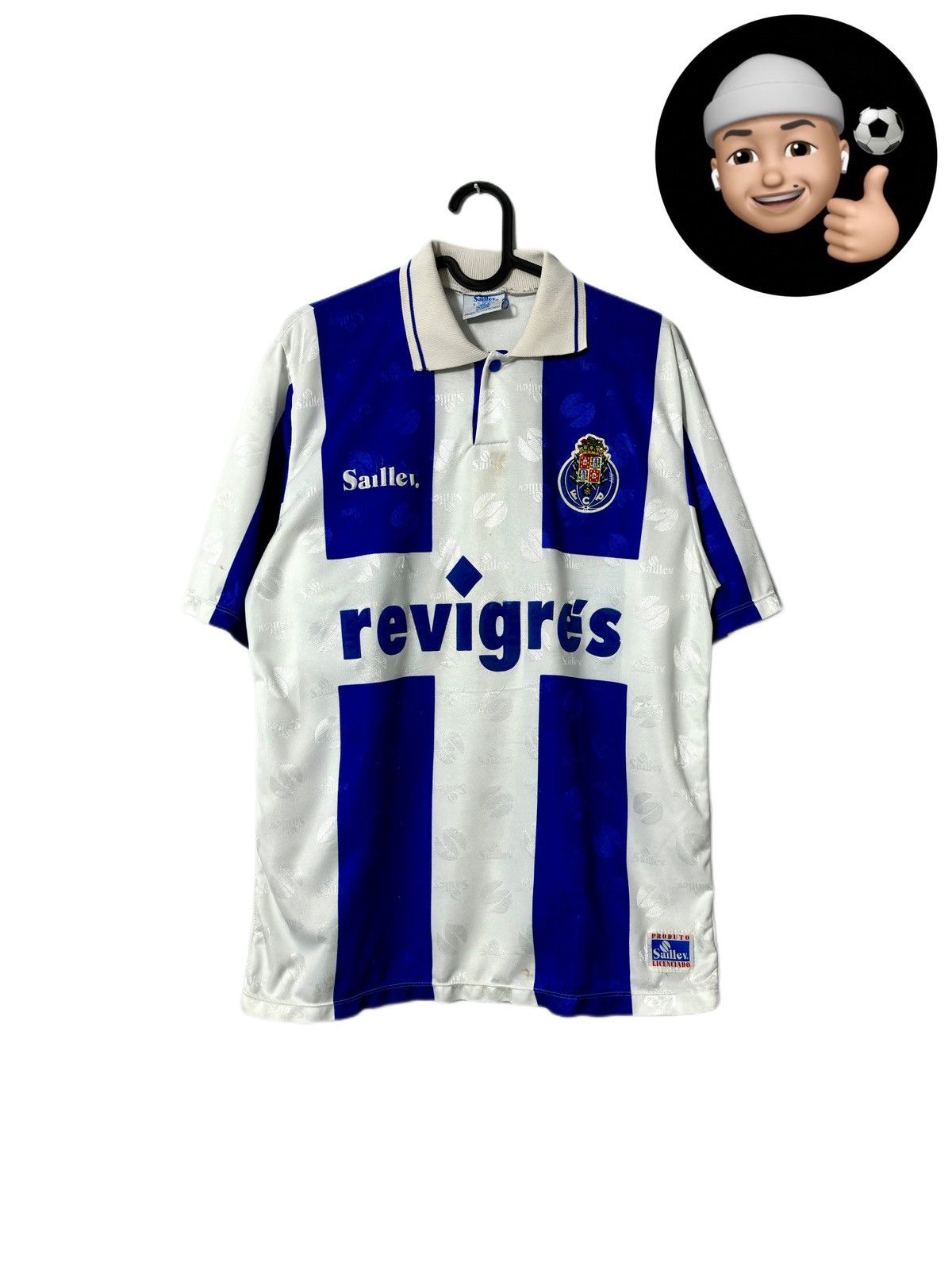 Vintage 1995 1996 FC Porto Retro Vintage Saillev Home Soccer Jersey Size US L / EU 52-54 / 3 - 1 Thumbnail